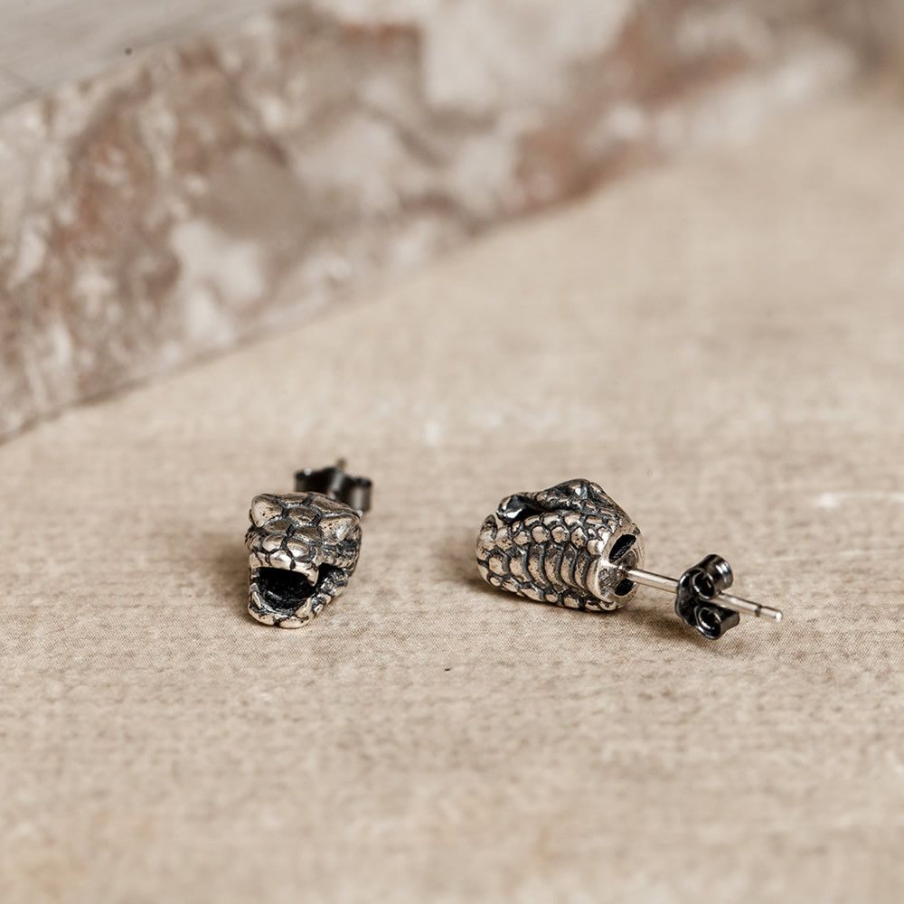 Jewelry Snake Punk Earrings One Pairs Chrome Jewelry Size ONE SIZE - 4 Thumbnail