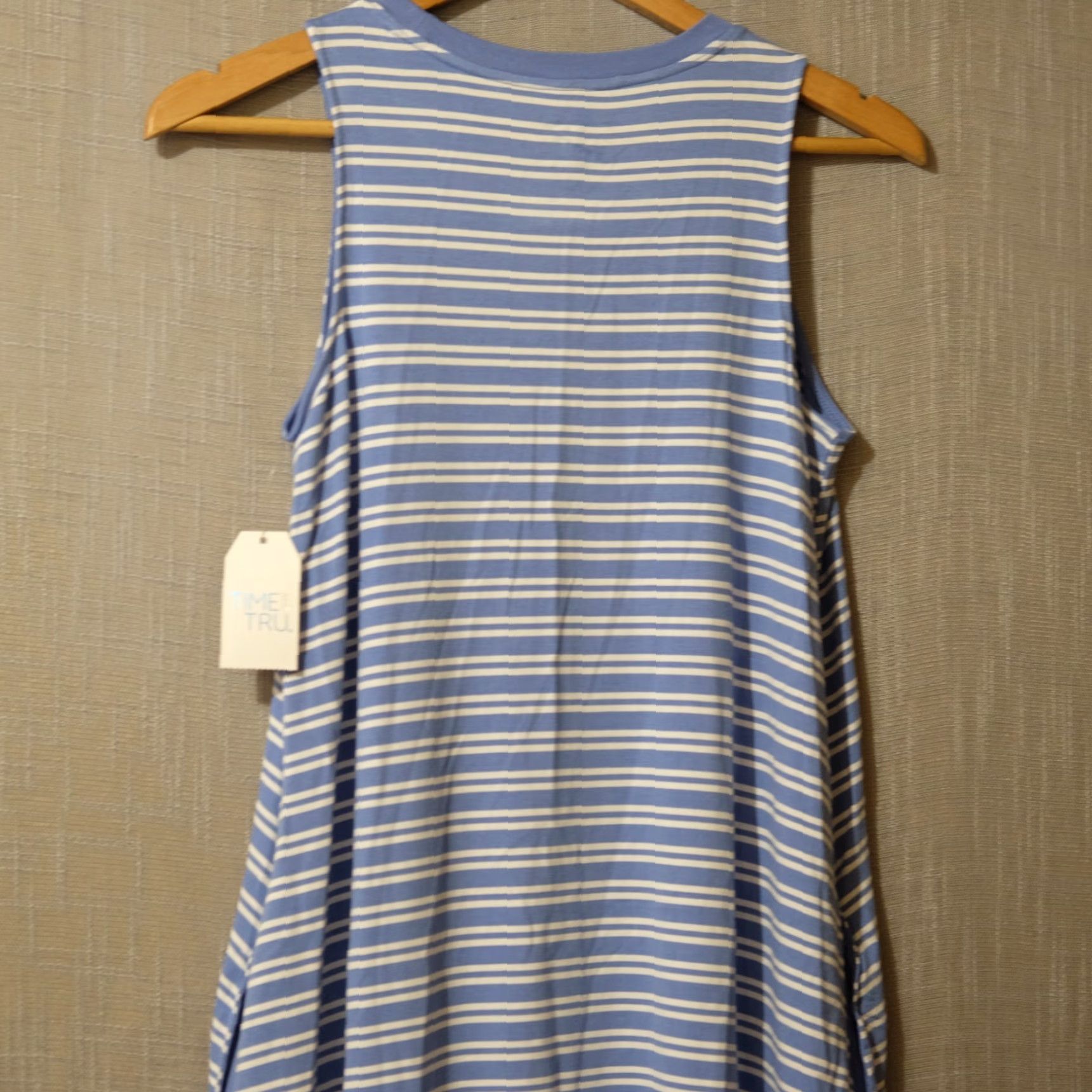 Vintage VINTAGE Time and Tru Shirt Dress Womens S Blue/White Striped Sleeveless Tank Dress Casual Size S / US 4 / IT 40 - 6 Thumbnail