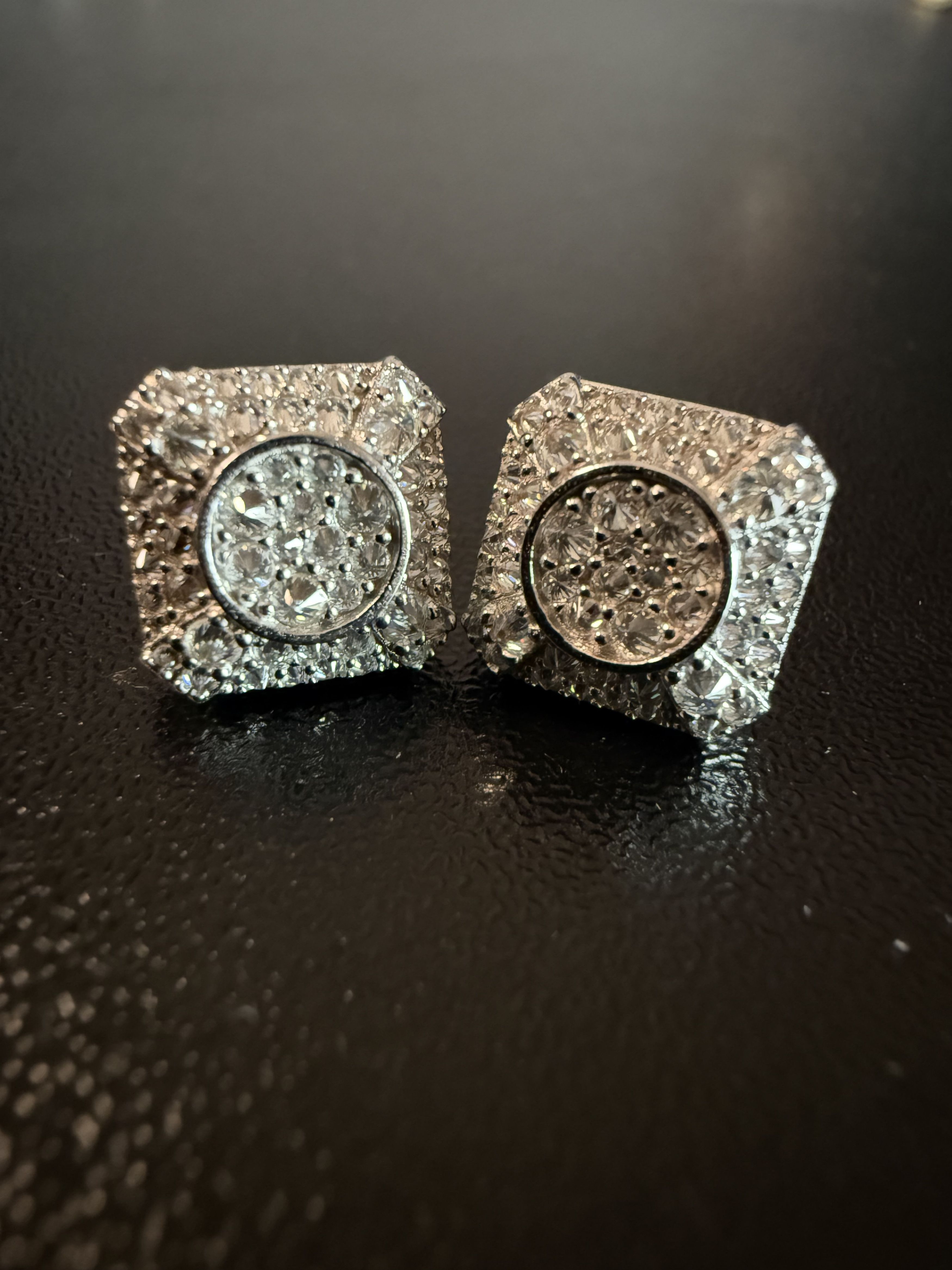 Other Trap Square Halo Studs Moissanite mens 925silver earrings Size ONE SIZE - 1 Thumbnail