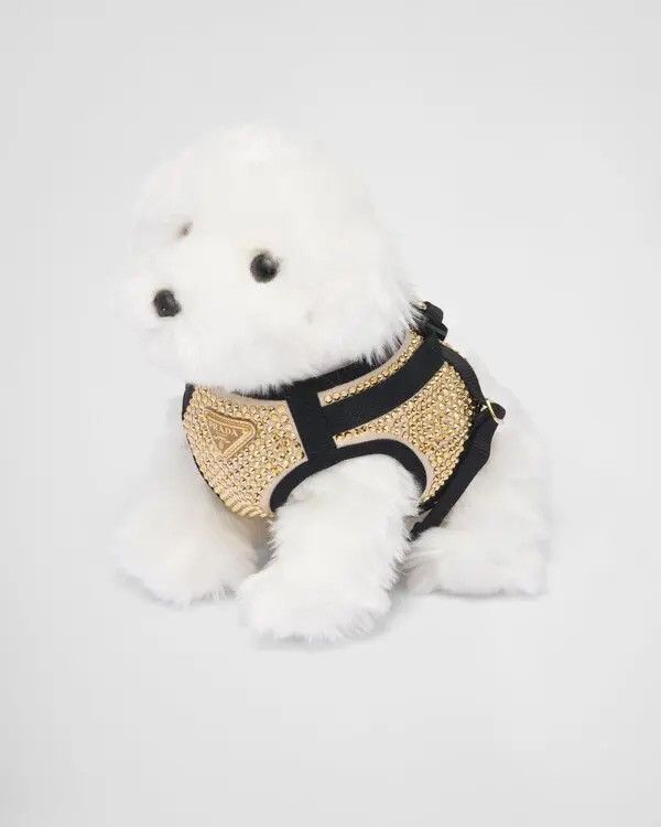 Prada Gold Crystal Studded Dog Harness