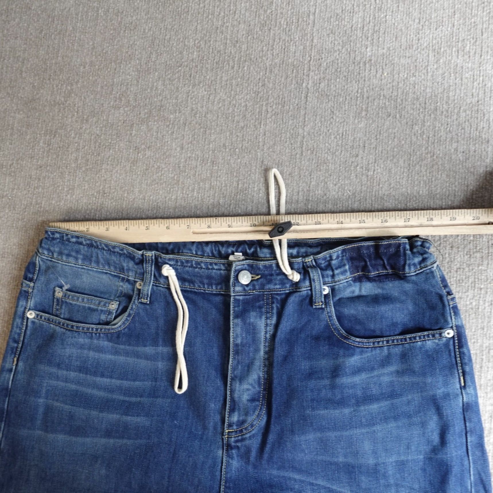 Vintage EDUN Jeans 34 x 30 Blue Button Fly Straight Waist Drawstring Men Denim Cotton 5-Pocket Relaxed Regular Size US 34 / EU 50 - 5 Thumbnail
