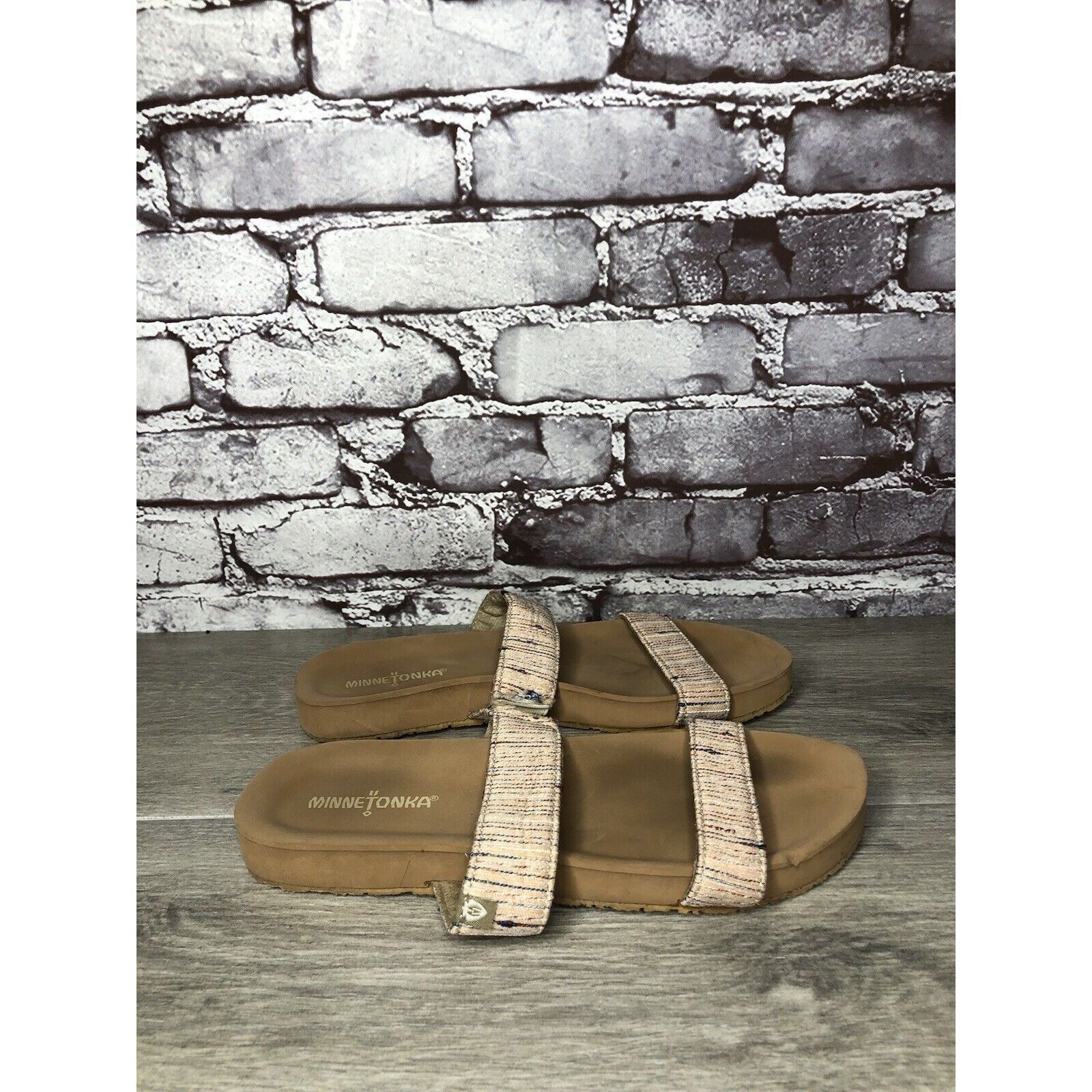 Minnetonka Minnetonka 532288 Pink Fabric Striped Casual Slides Sandals Size US 7 / IT 37 - 21 Thumbnail