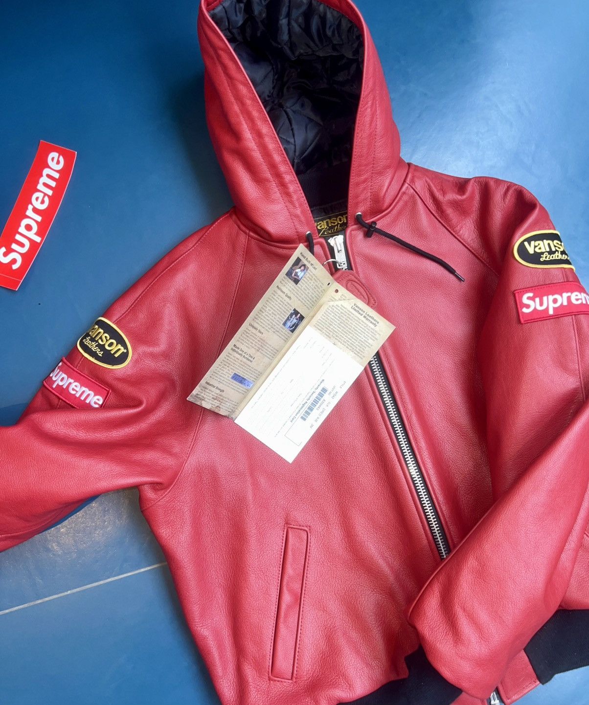 Supreme Vanson Leather hooded work jacket