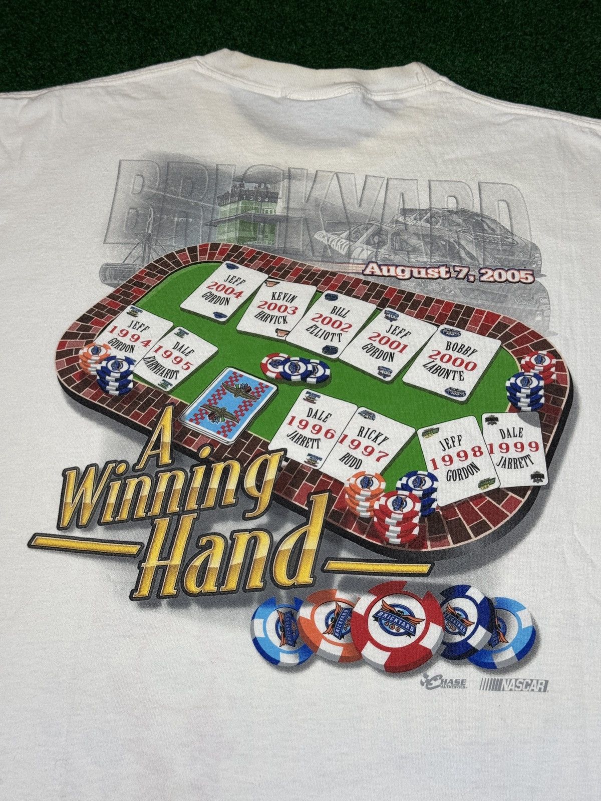 Chase Authentics Vintage Nascar Brickyard Poker Gambling Winning Hand T Shirt Size US XL / EU 56 / 4 - 4 Thumbnail