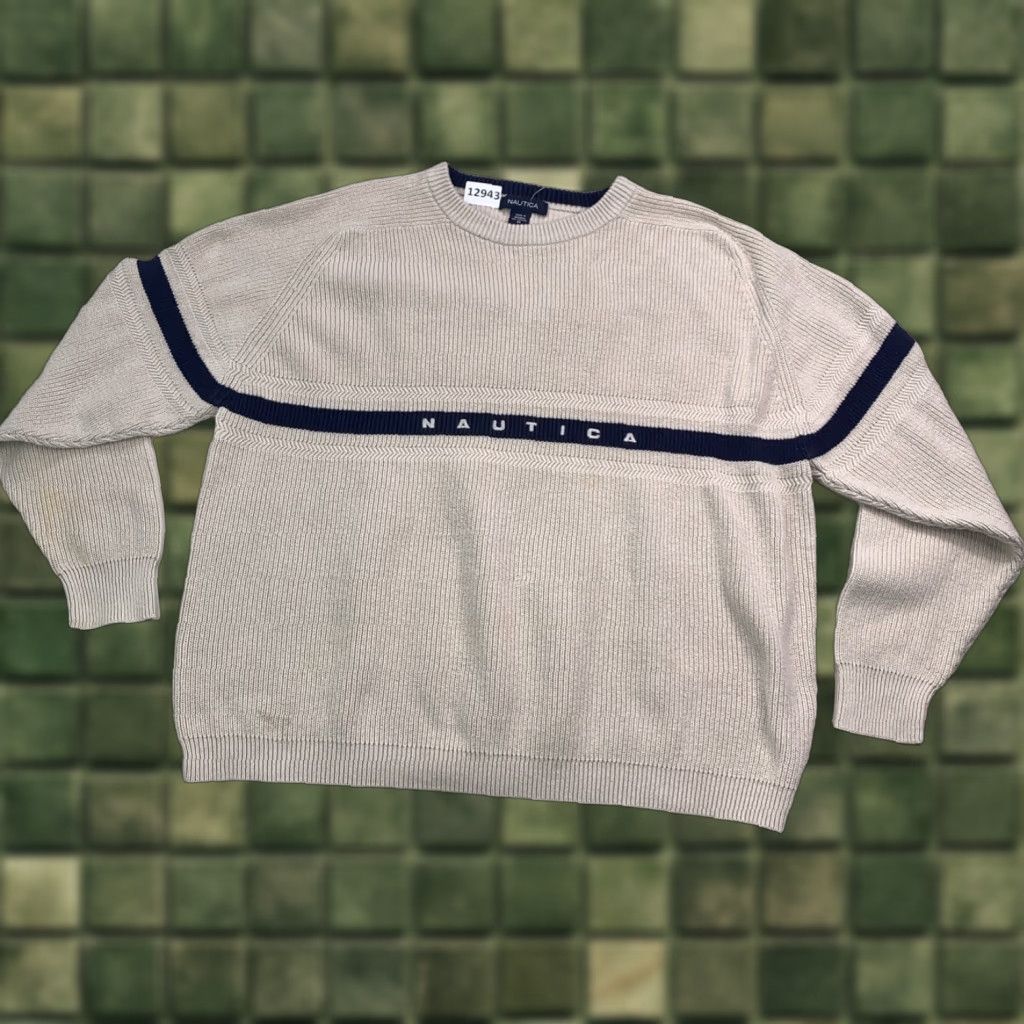 Nautica VINTAGE Nautica Knit Sweater Mens Crew Neck Striped Logo Short Sleeve? Size US M / EU 48-50 / 2 - 1 Thumbnail