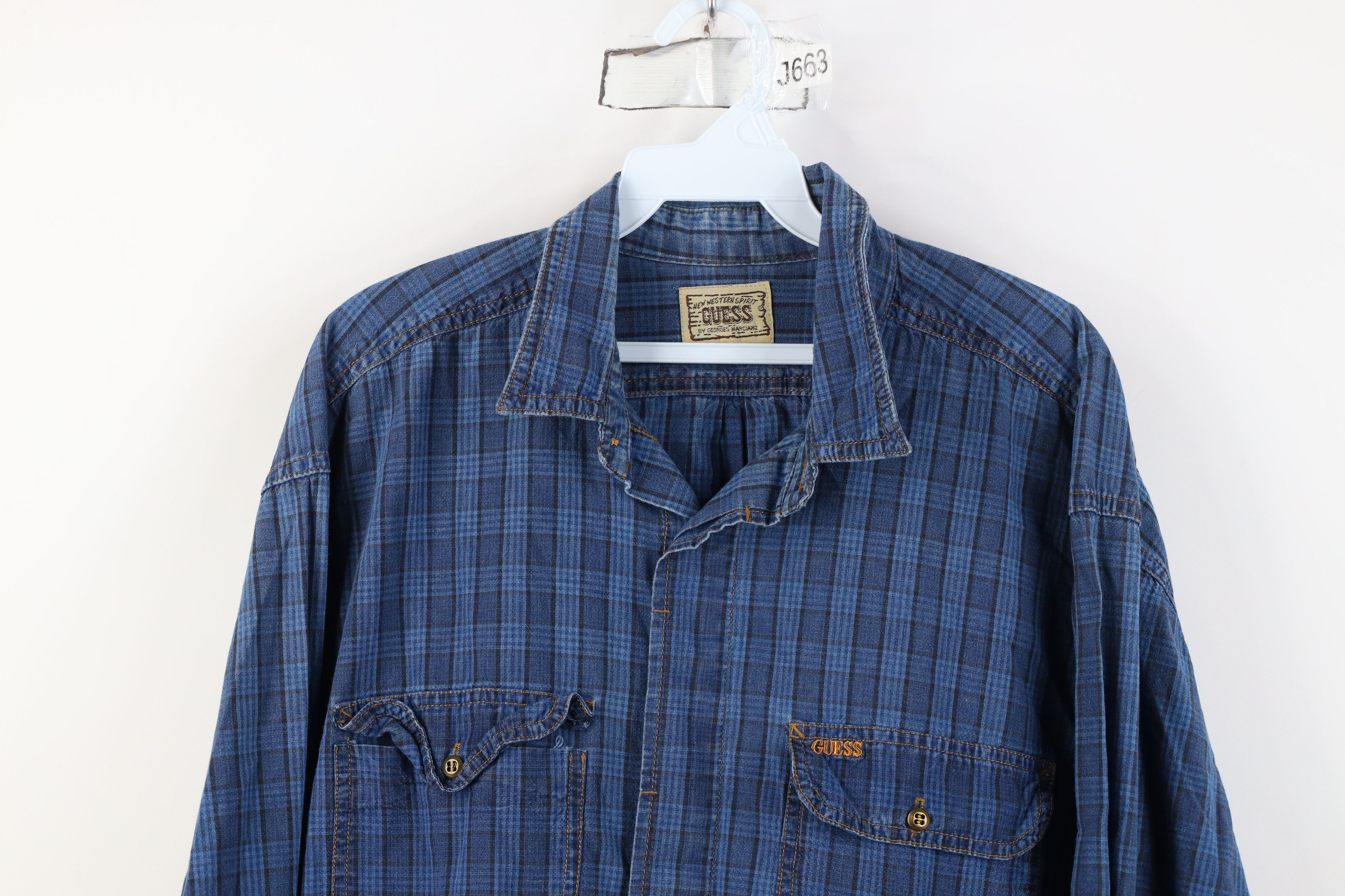 Guess Vintage 90s Guess Spell Western Cowboy Button Shirt Plaid Size US L / EU 52-54 / 3 - 2 Thumbnail