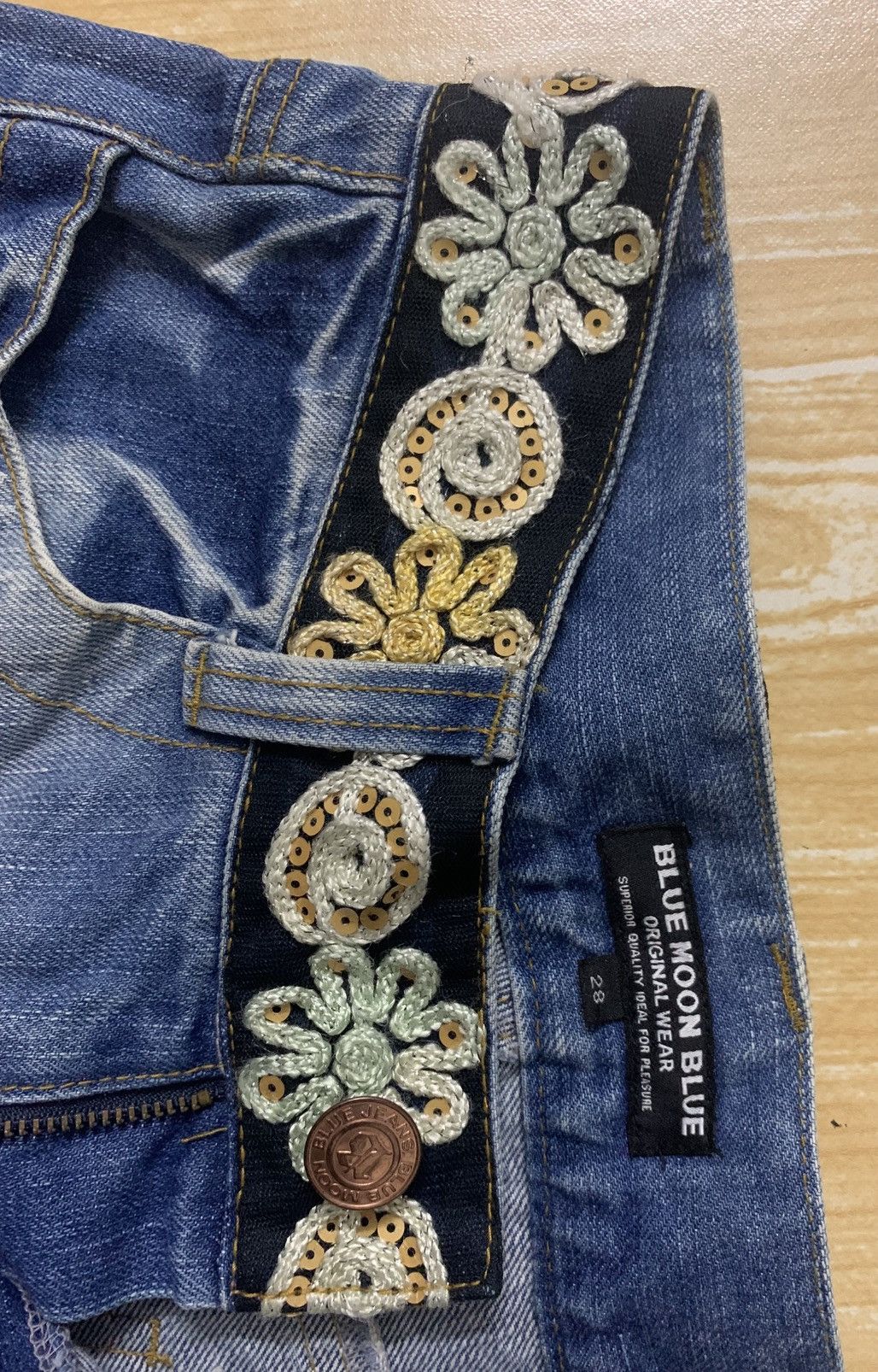 Japanese Brand Blue Moon Blue Rare Design Denim Jeans Pants Size US 28 / EU 44 - 17 Thumbnail