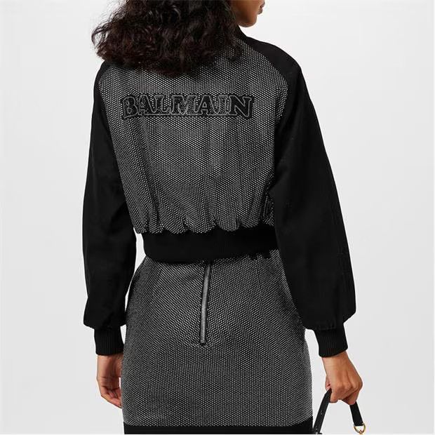 Balmain o1g2r1mq0924 Logo Jacket in Black & Grey Size S / US 4 / IT 40 - 4 Thumbnail