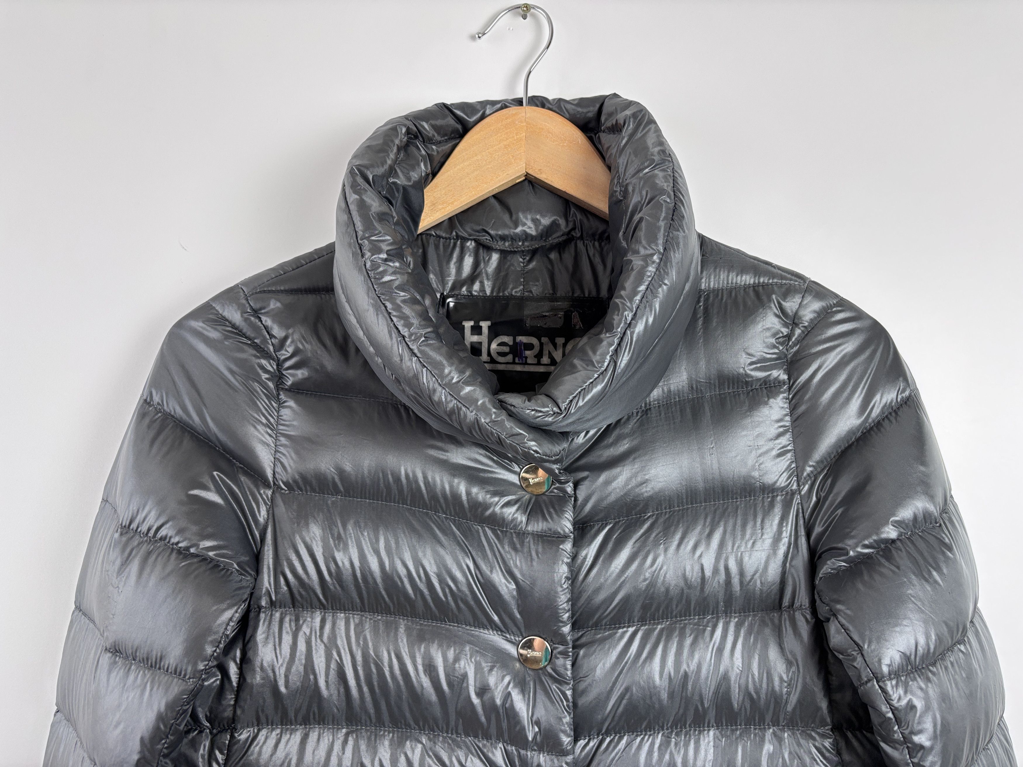 Herno Womens HERNO Lightweight Down Puffer Jacket Gray Size 38 Size XS / US 0-2 / IT 36-38 - 2 Thumbnail