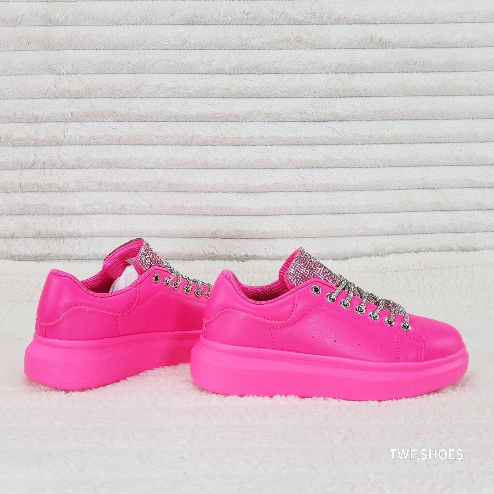 Other Comfy Cush 4 Bright Neon Hot Pink Rhinestone Fashion Sneaker Size US 6 / IT 36 - 5 Thumbnail