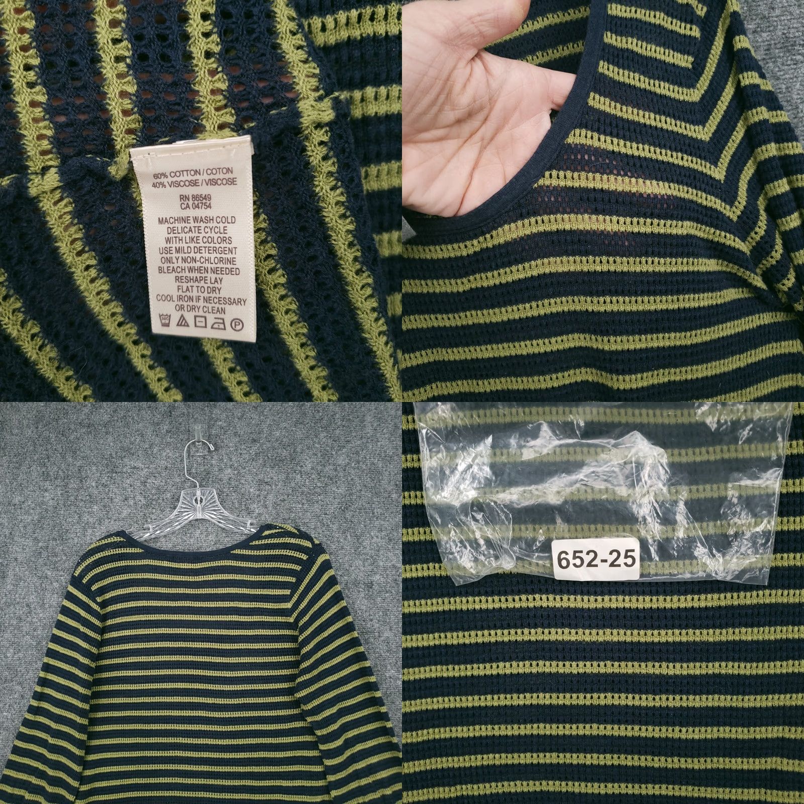 Tommy Bahama Tommy Bahama Sweater Womens L Large Green Striped Open Knit Long Sleeve Pullover Size L / US 10 / IT 46 - 8 Thumbnail