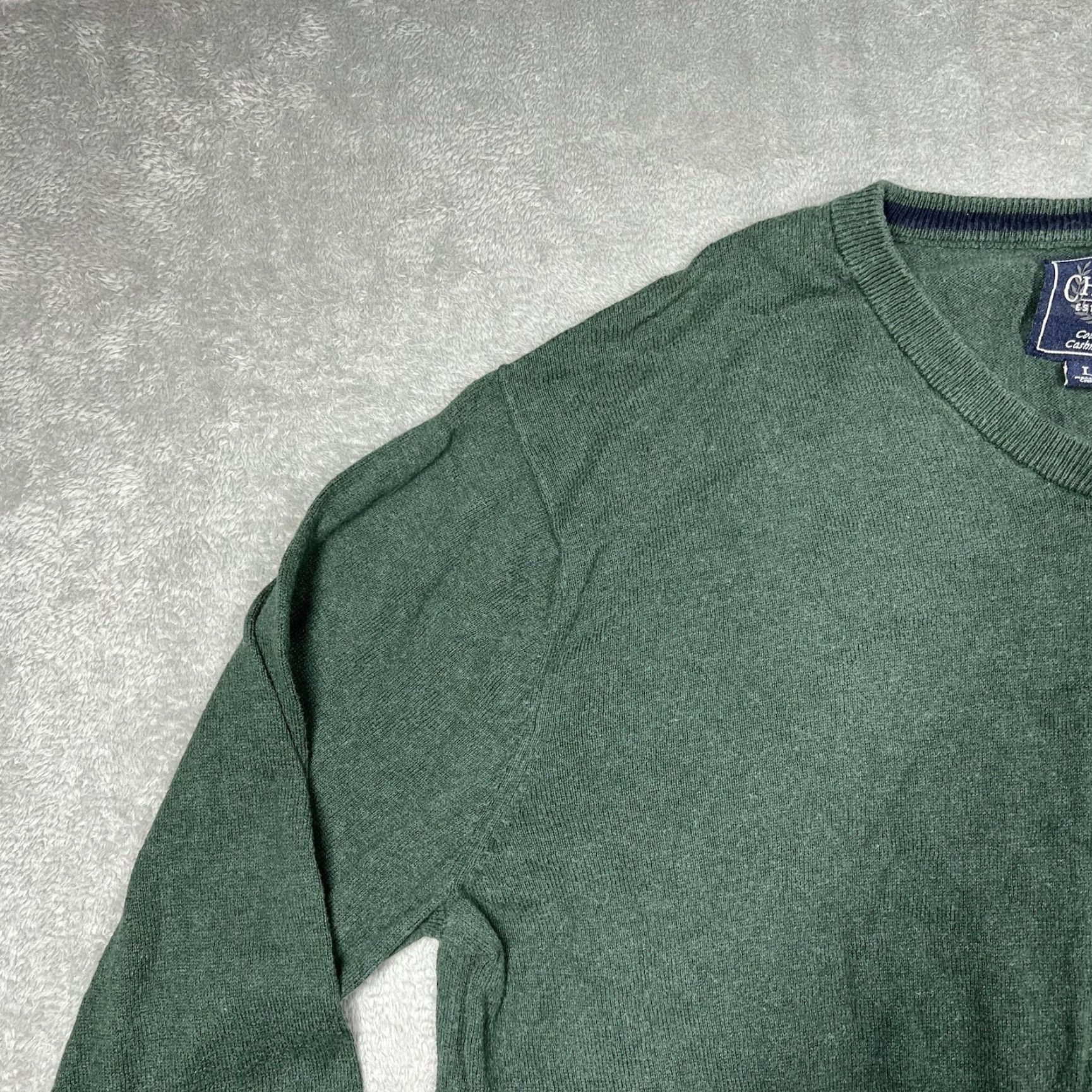 Chaps Chaps Sweater Mens Large V-Neck Pullover Tight-Knit Hunter Green Midweight Crew Neck Casual-Party/Cocktail Size US L / EU 52-54 / 3 - 5 Thumbnail