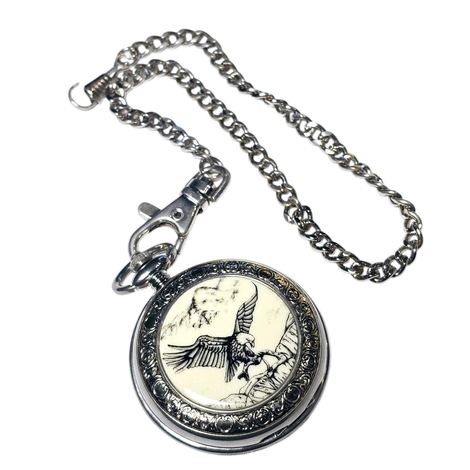 Other Soaring Eagle Pocket Watch Silver Tone Quartz Chain Works Size ONE SIZE - 1 Thumbnail