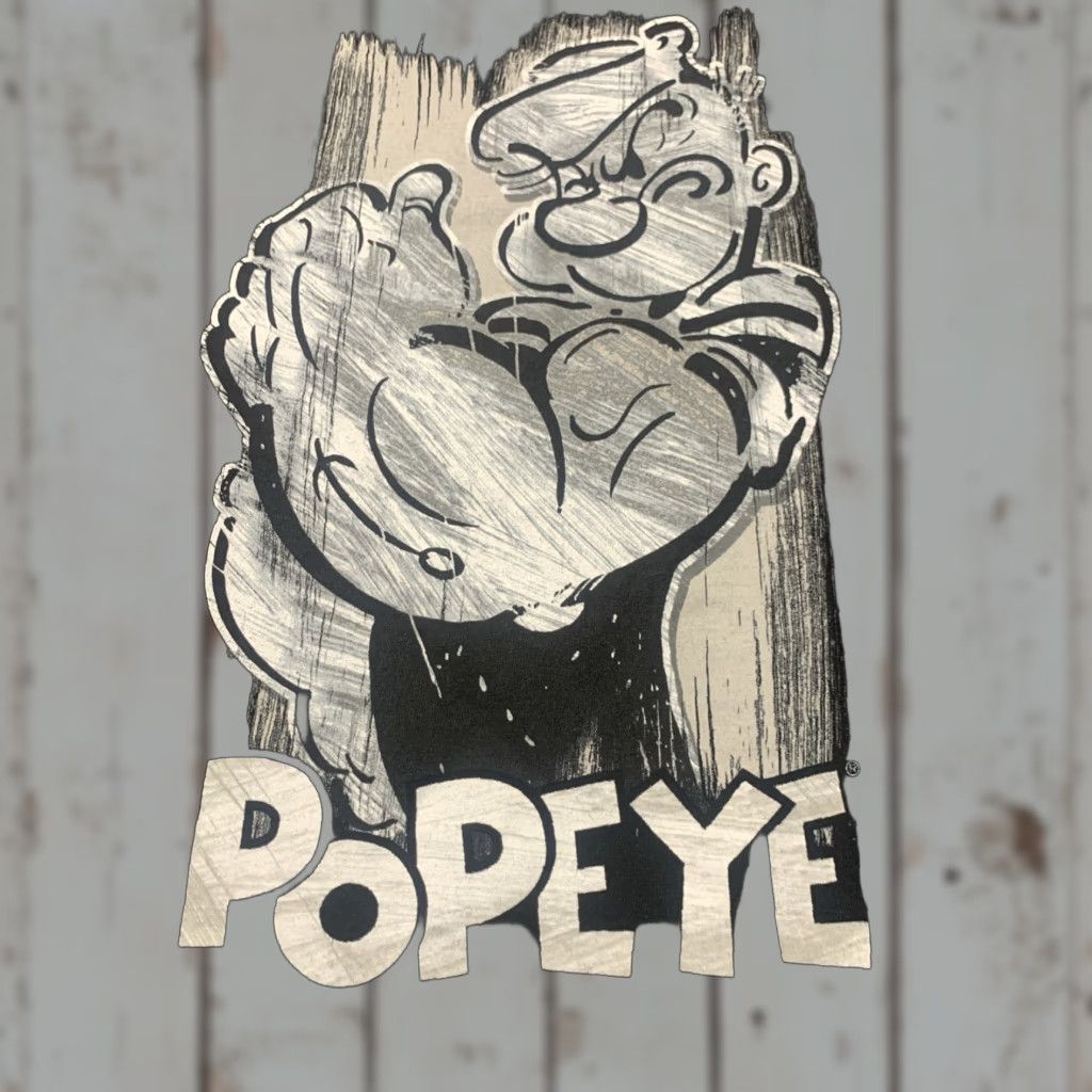 Vintage Popeye T-Shirt Men Adult Large Black Cartoon Graphic Short Sleeve Vintage Logo All Seasons Size US L / EU 52-54 / 3 - 1 Thumbnail