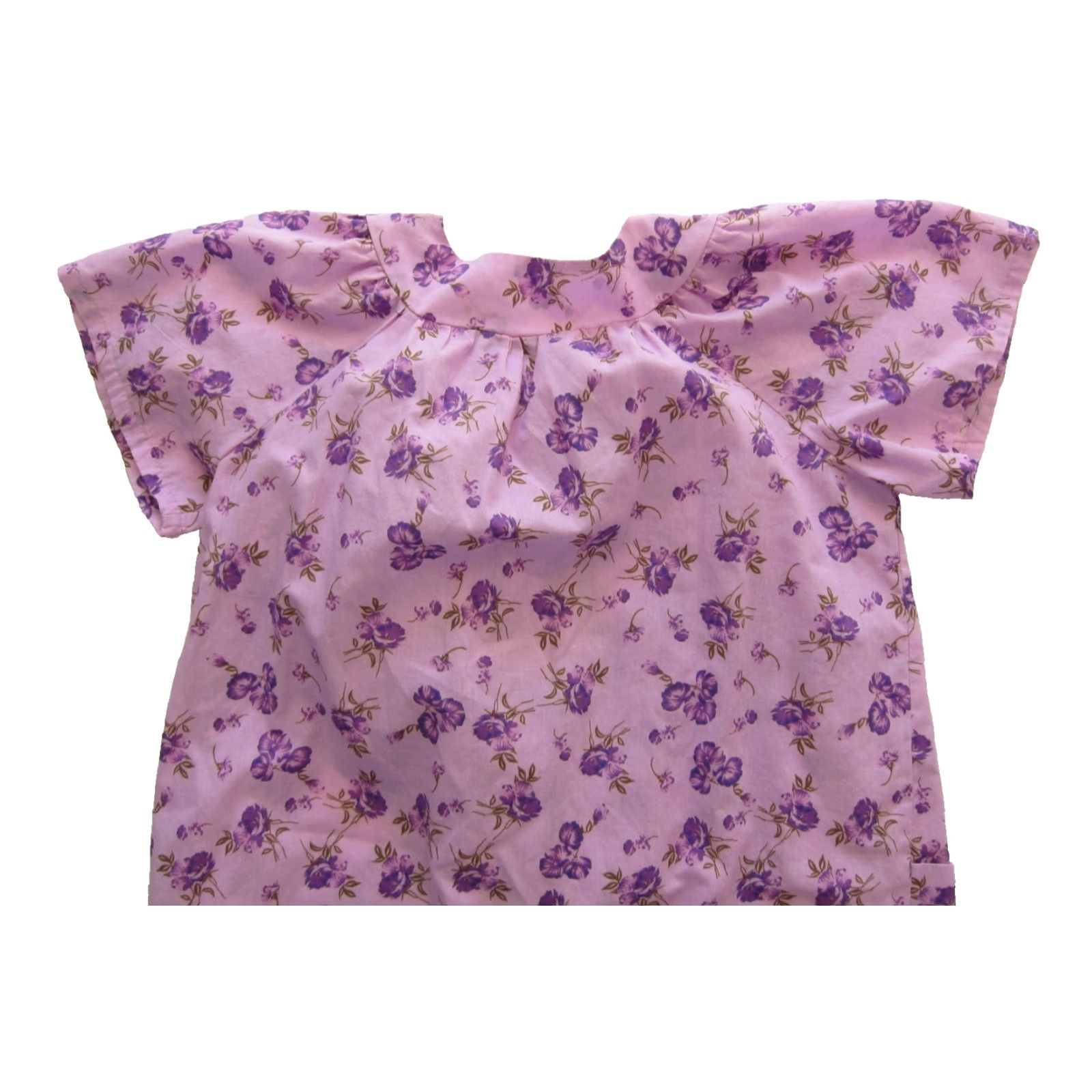 Vintage VINTAGE Anthony Richards Cotton Purple Floral Short Sleeve Pocket Muumuu House Dress MP Size 32" / US 10 / IT 46 - 5 Thumbnail