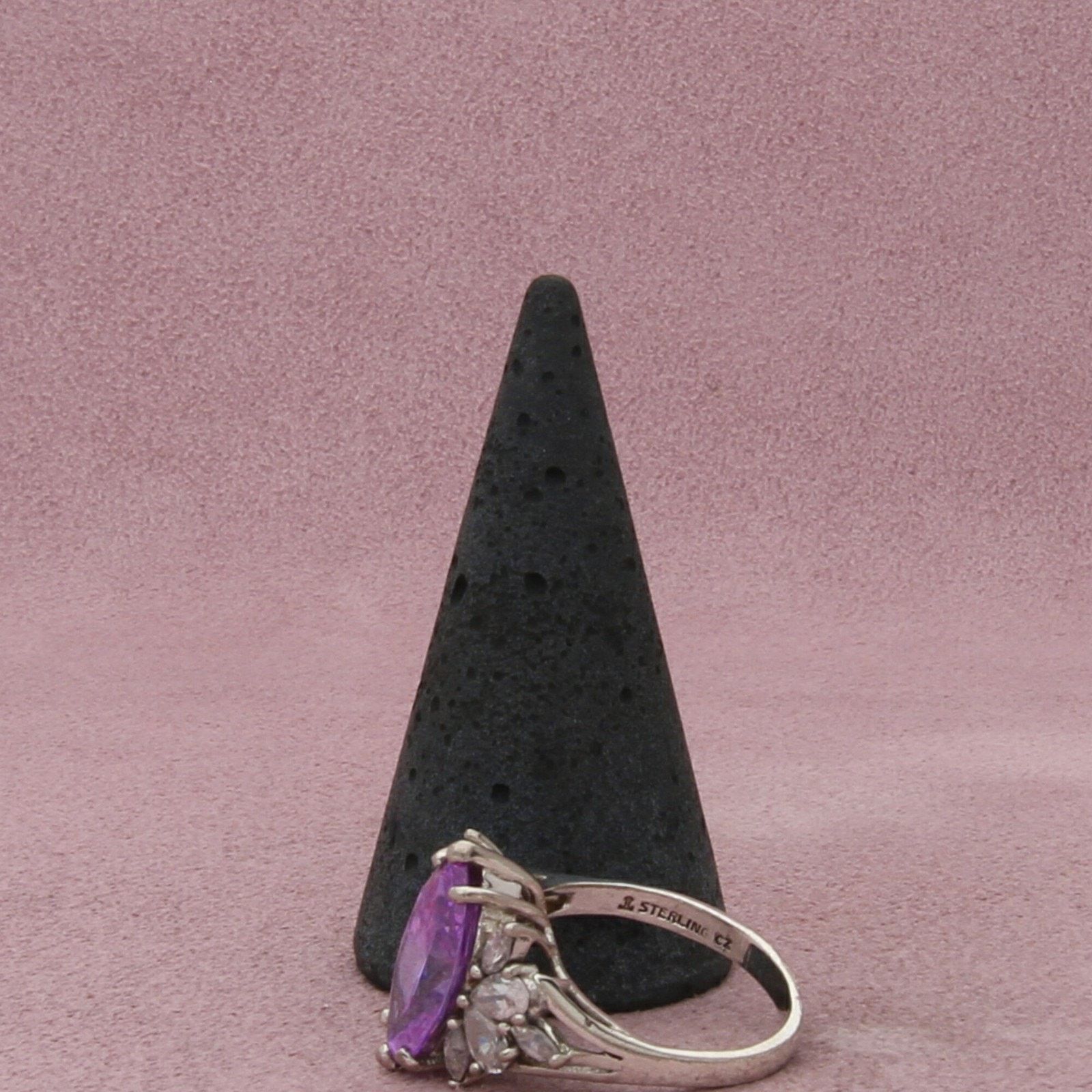 Sterling Silver sterling silver purple & clear cz ring size 7.75 Size ONE SIZE - 5 Thumbnail