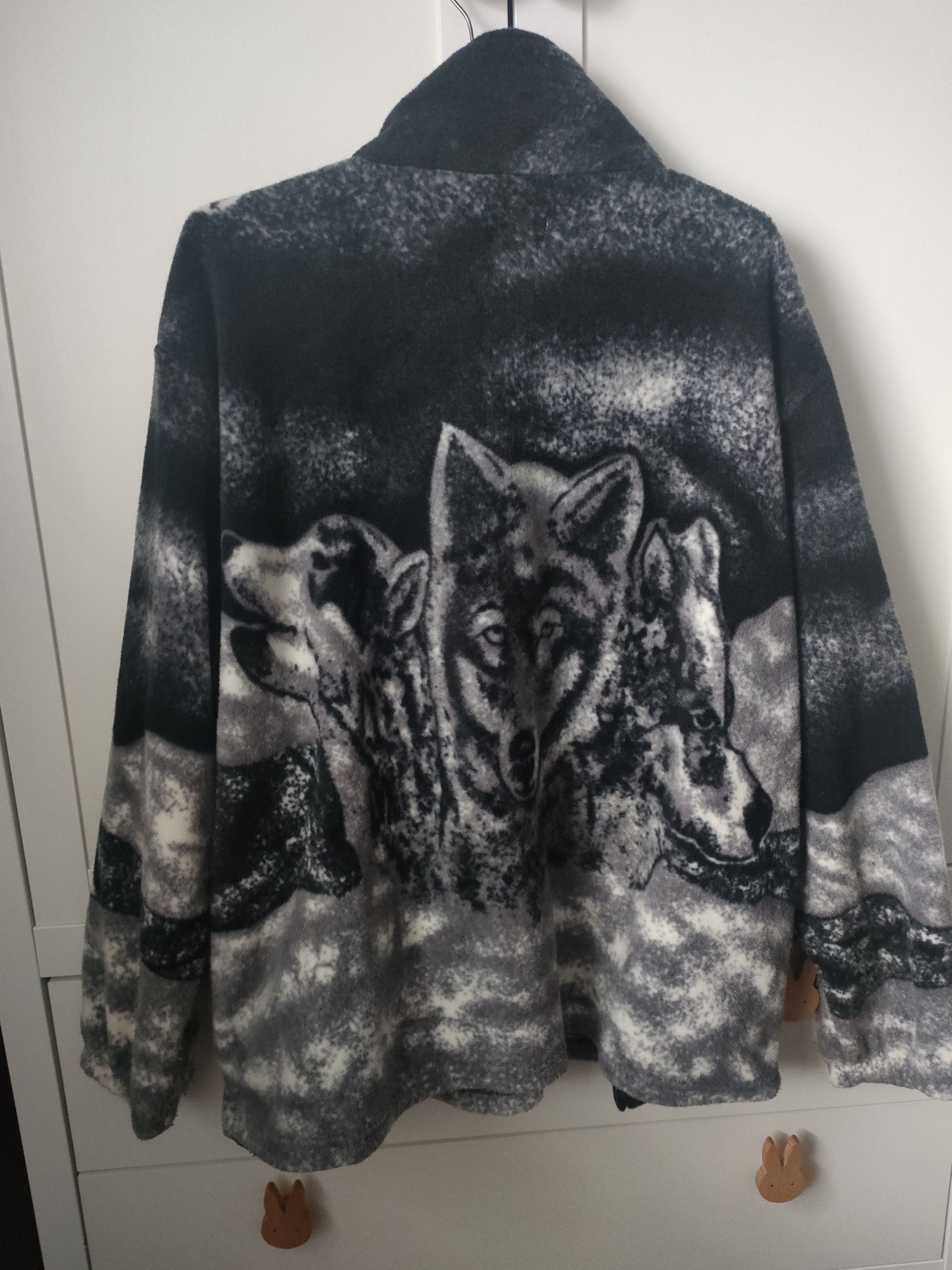 Vintage Vintage Sherpa Fleece Jacket Polar Wolf Print Fullzip Size US L / EU 52-54 / 3 - 2 Thumbnail