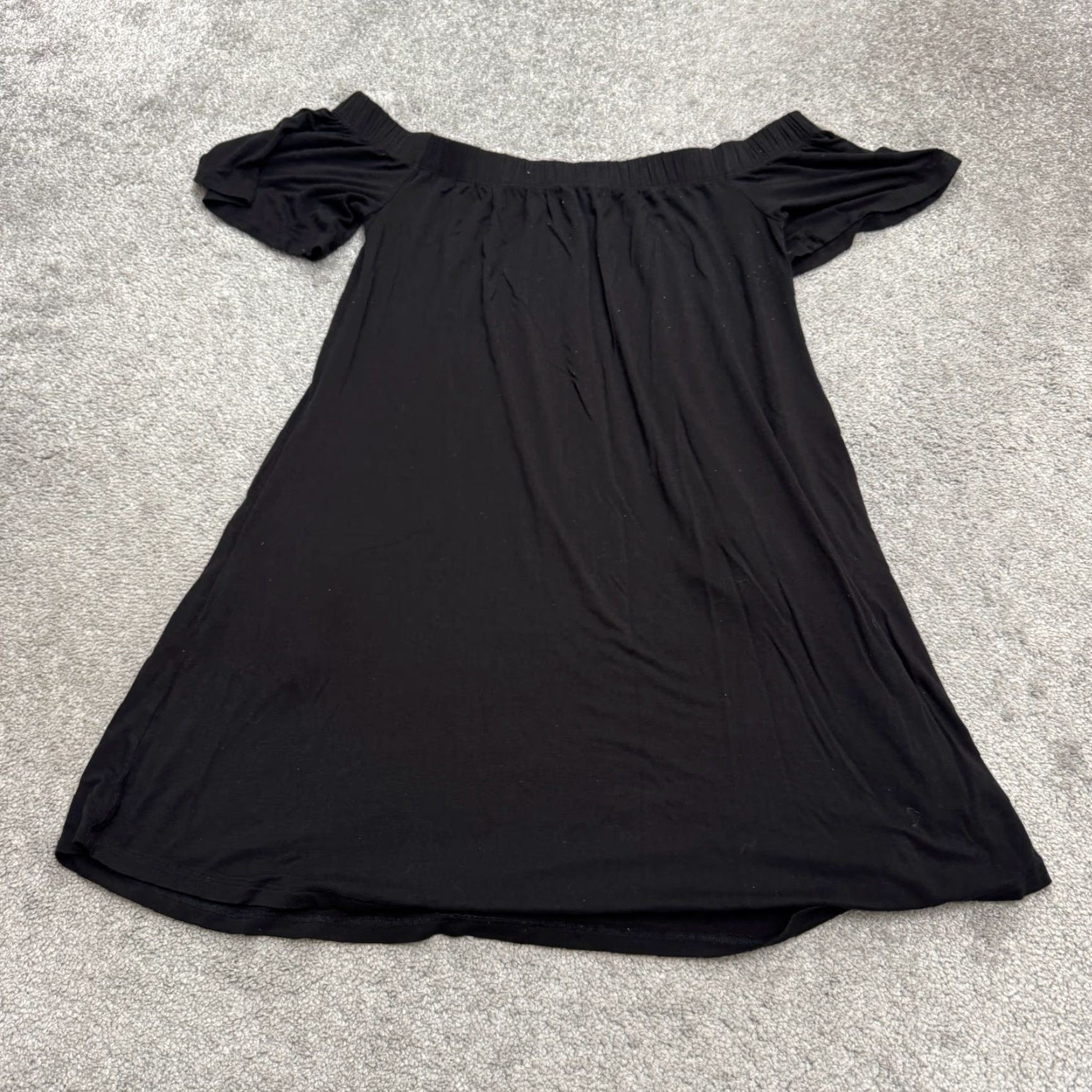 Talbots Abound Tunic Off Shoulder Blouse Womens M Black Rayon Mini Dress Pocket Talbots Casual Shirt Size M / US 6-8 / IT 42-44 - 2 Thumbnail