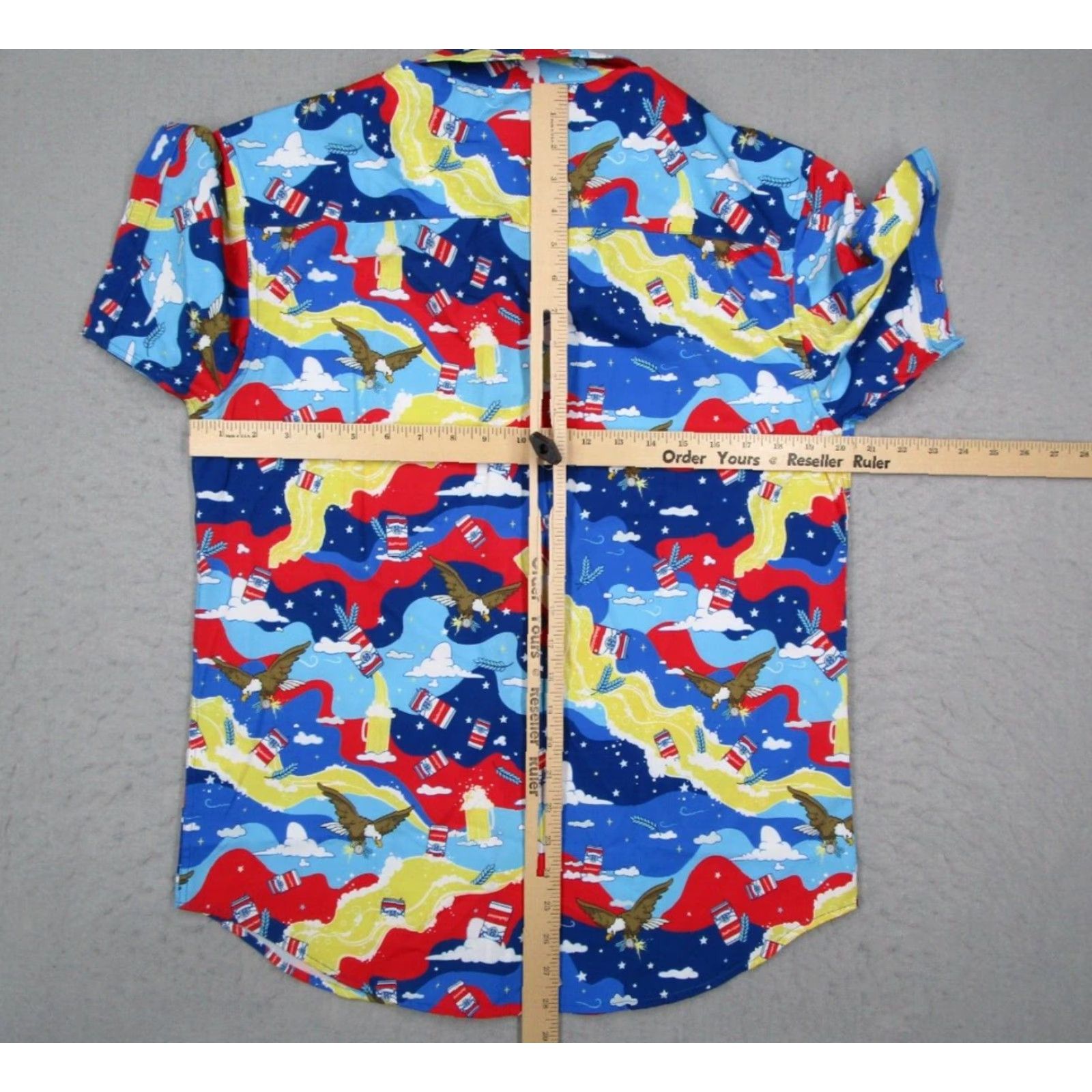 Budweiser RSVLTS x Budweiser Shirt Mens M Blue Kunuflex Button Up AOP Beer Eagle USA Shirt Size US M / EU 48-50 / 2 - 6 Thumbnail