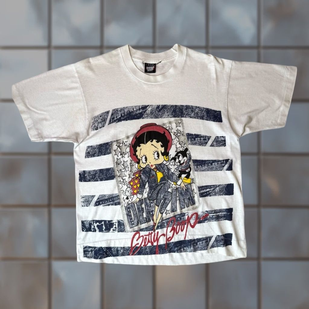Vintage VINTAGE Betty Boop Shirt L White 90s Screen Stars Cartoon All Over Print Mens Shirt Size US L / EU 52-54 / 3 - 1 Thumbnail