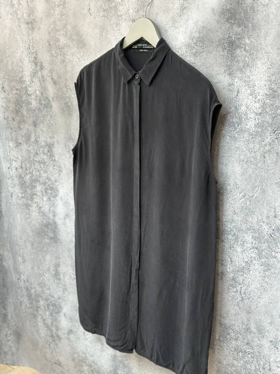 Allsaints × Vintage Allsaints Avant-Garde GIOVIA Shirt Dress 100% Silk Black Size M / US 6-8 / IT 42-44 - 2 Thumbnail