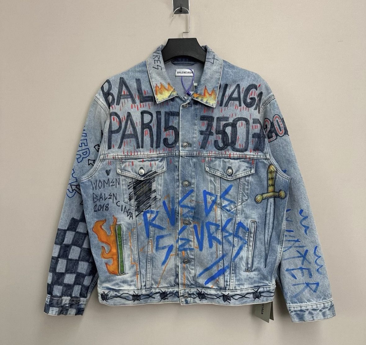 Balenciaga Balenciaga Graffiti Denim Jacket - dmc Size M / US 6-8 / IT 42-44 - 1 Thumbnail