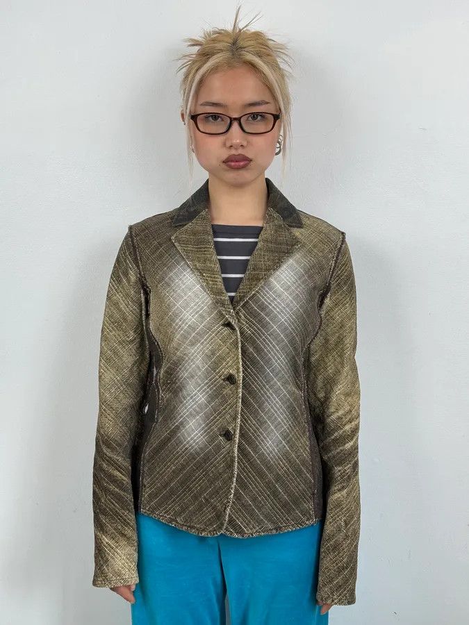 Just Cavalli 2000s Cavalli Faded Tattoo Wheat Blazer Jacket Size S / US 4 / IT 40 - 2 Thumbnail