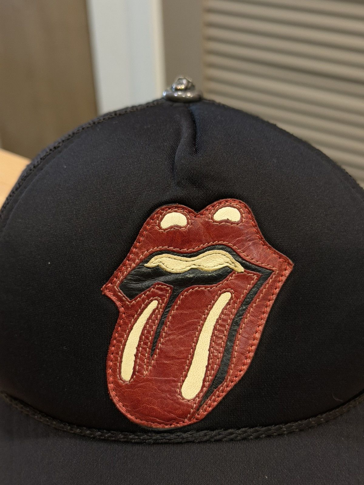 Chrome Hearts CH Rolling Stones Tongue Leather Patch Trucker Hat Size ONE SIZE - 2 Thumbnail