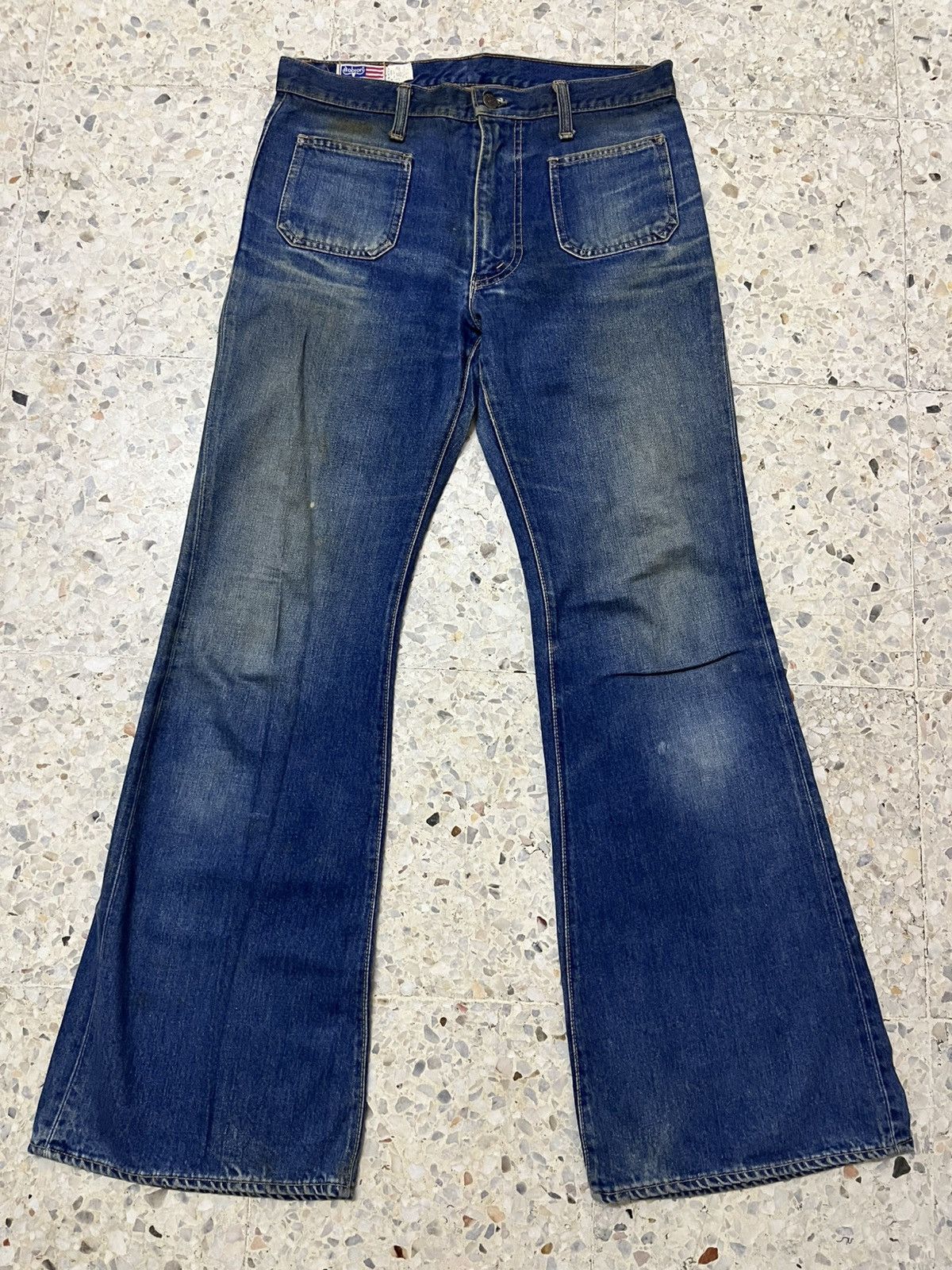 Vintage Bobson Made in Japan 70s Bell Bottom Jeans Scovill Hardware Size US 33 - 1 Thumbnail