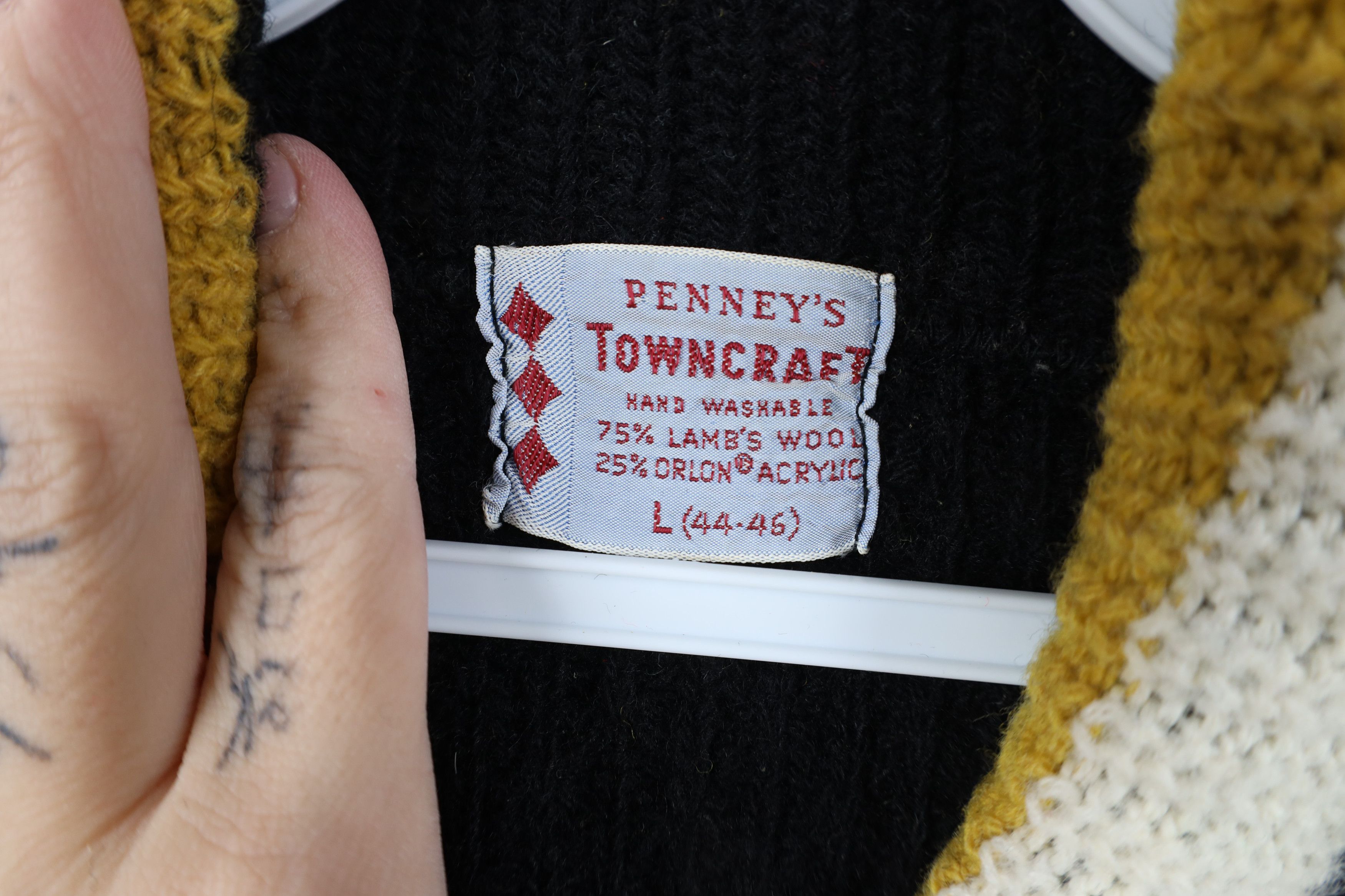 Vintage Vintage 50s Penneys Lambswool Blend Knit Shawl Sweater USA Size US L / EU 52-54 / 3 - 5 Thumbnail