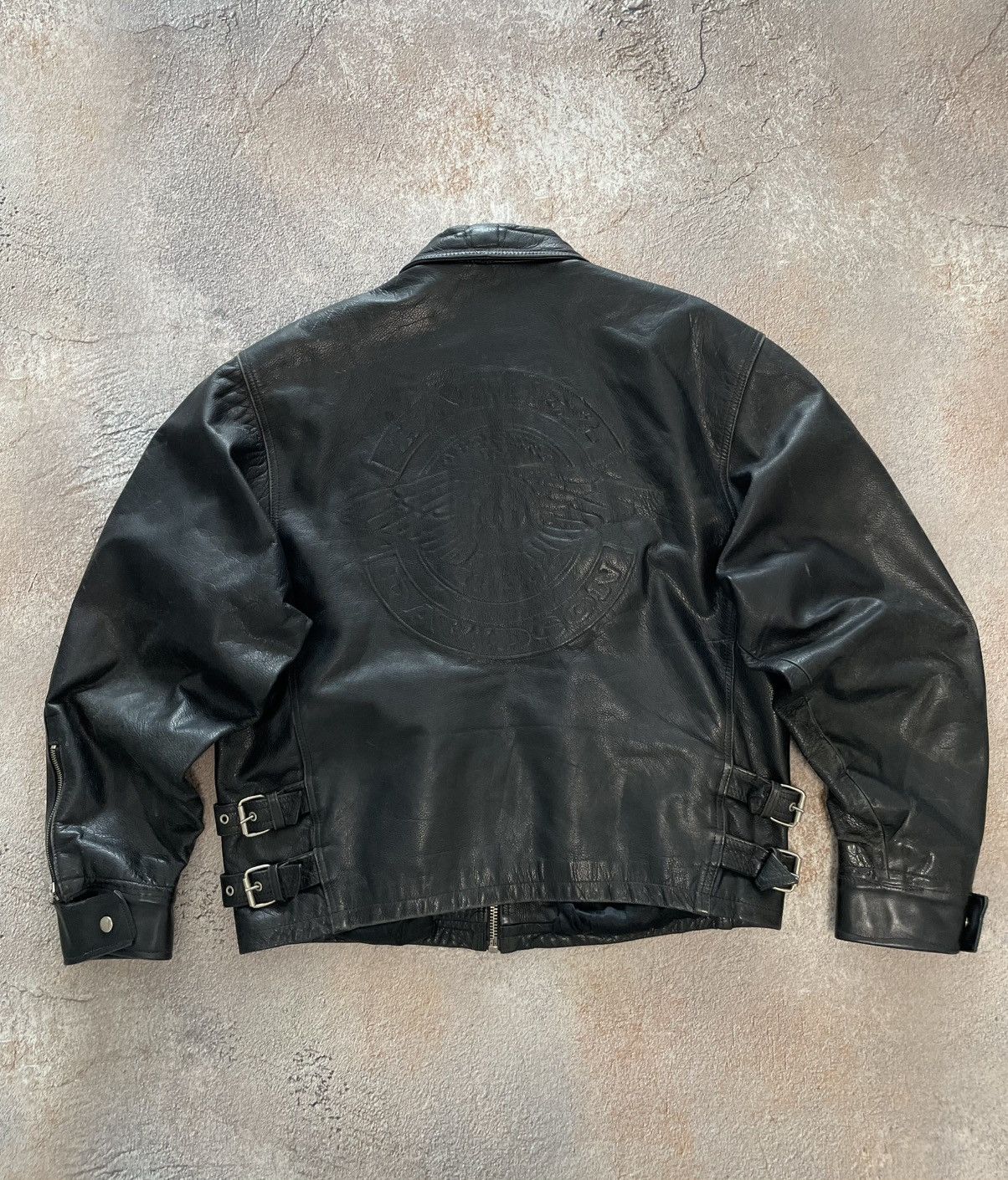 Harley Davidson Vintage Harley Davidson Heavy Leather Jacket Big Logo Size US XL / EU 56 / 4 - 10 Thumbnail
