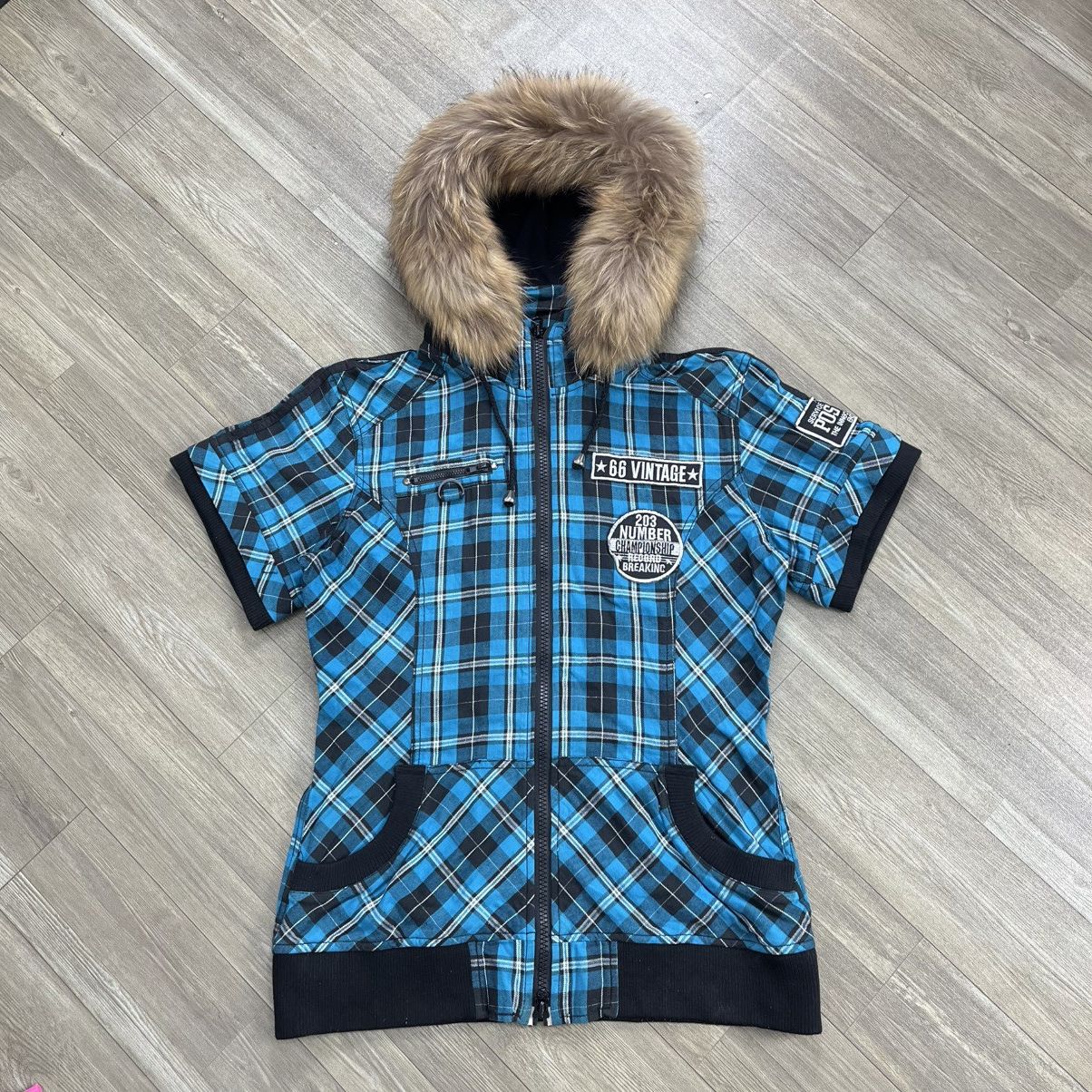 Japanese Brand 2000s Corn Flake Plaid Gothic Grunge Lgb Fur Zip Hoodie Size US S / EU 44-46 / 1 - 2 Thumbnail