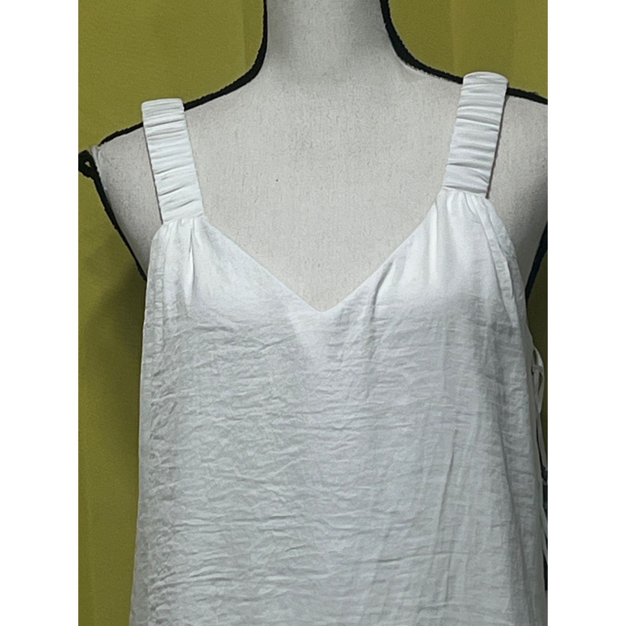 Vince Camuto Vince Camuto Ruffle Strap Rumple Tank Top, Ivory, Sz. M Size M / US 6-8 / IT 42-44 - 4 Thumbnail