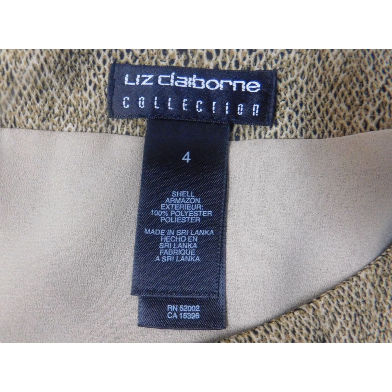 Liz Claiborne Liz Claiborne Blouse Womens 4 Beige Pullover Crew Neck Sleeveless Polyester Rayon Geometric Casual Regular Stretch Knit Classic 90s No Size S / US 4 / IT 40 - 4 Thumbnail