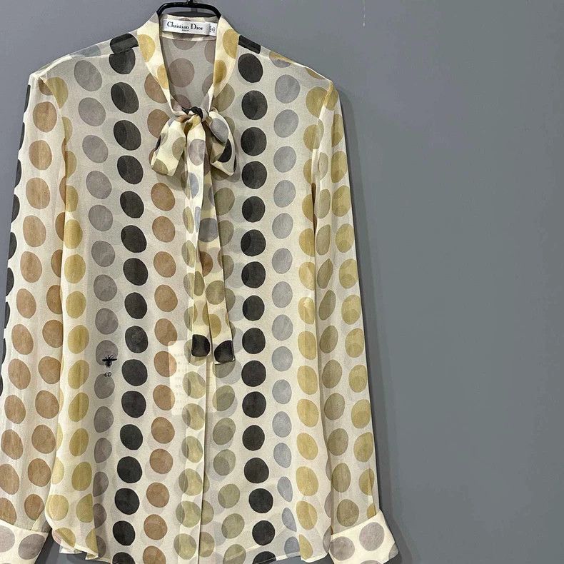 Dior Sheer Polka Dot Silk Blouse by Dior-2505 Size M / US 6-8 / IT 42-44 - 2 Thumbnail