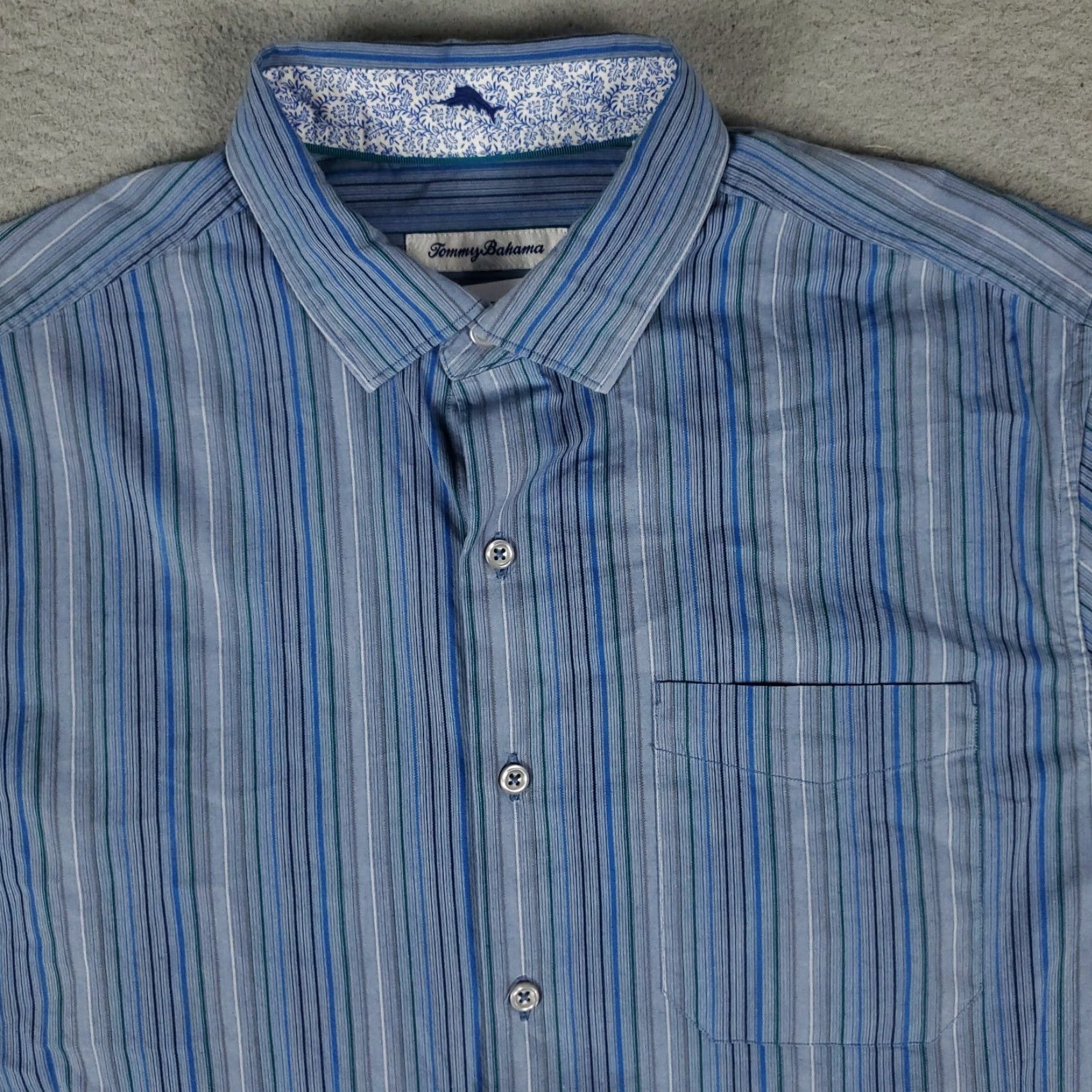Tommy Bahama Tommy Bahama Shirt Mens Medium Blue Striped Cotton Button-Up Long Sleeve Shirt Size US M / EU 48-50 / 2 - 2 Thumbnail