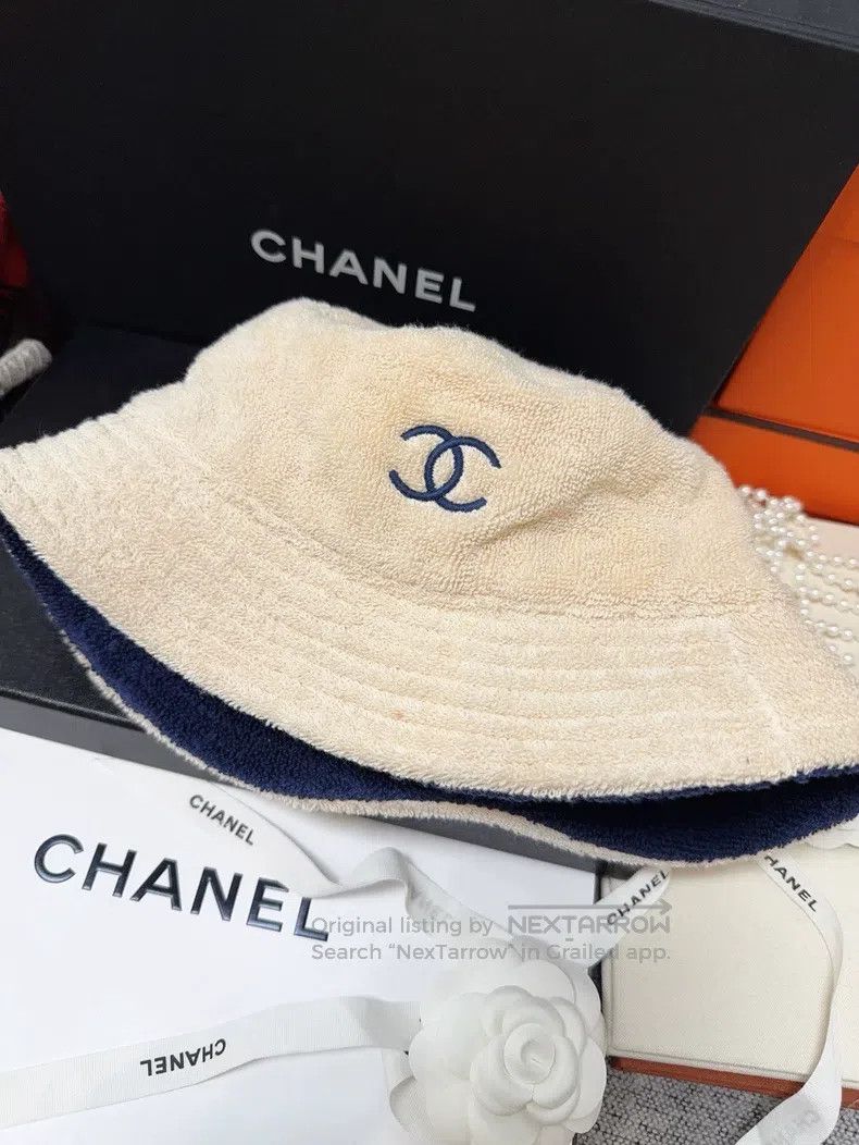 Chanel Chanel SizeM Khaki-coloured blue towel fisherman's hat Size ONE SIZE - 2 Thumbnail