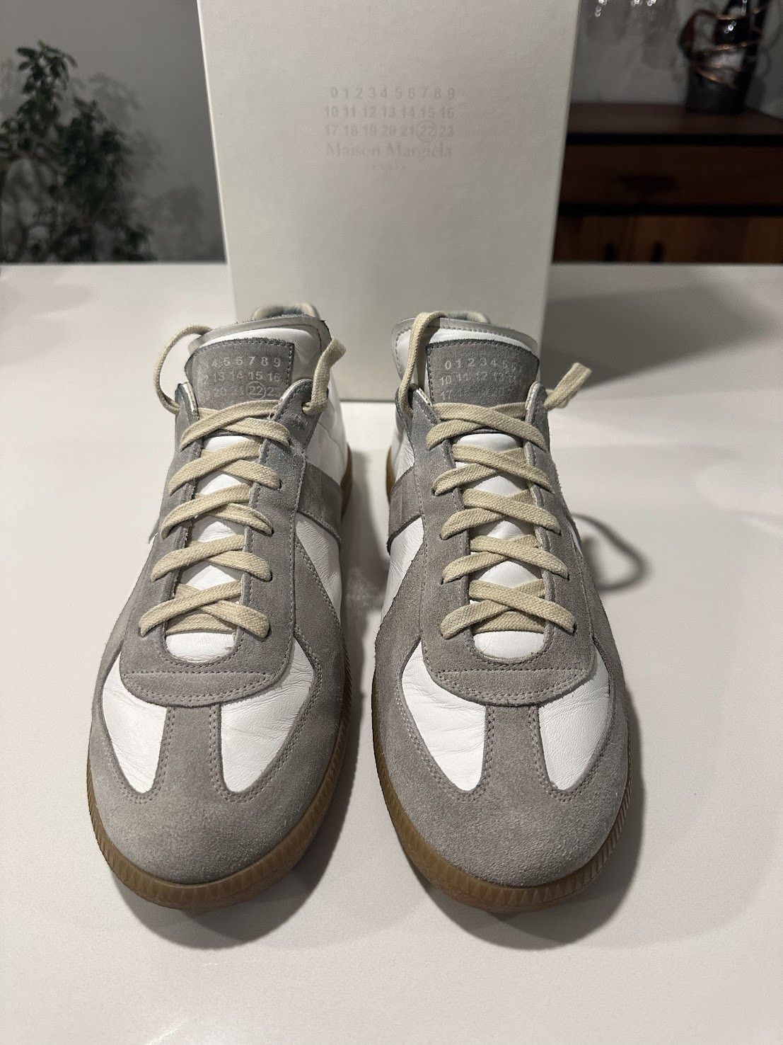 Maison Margiela German Army Trainers (white And Amber) 