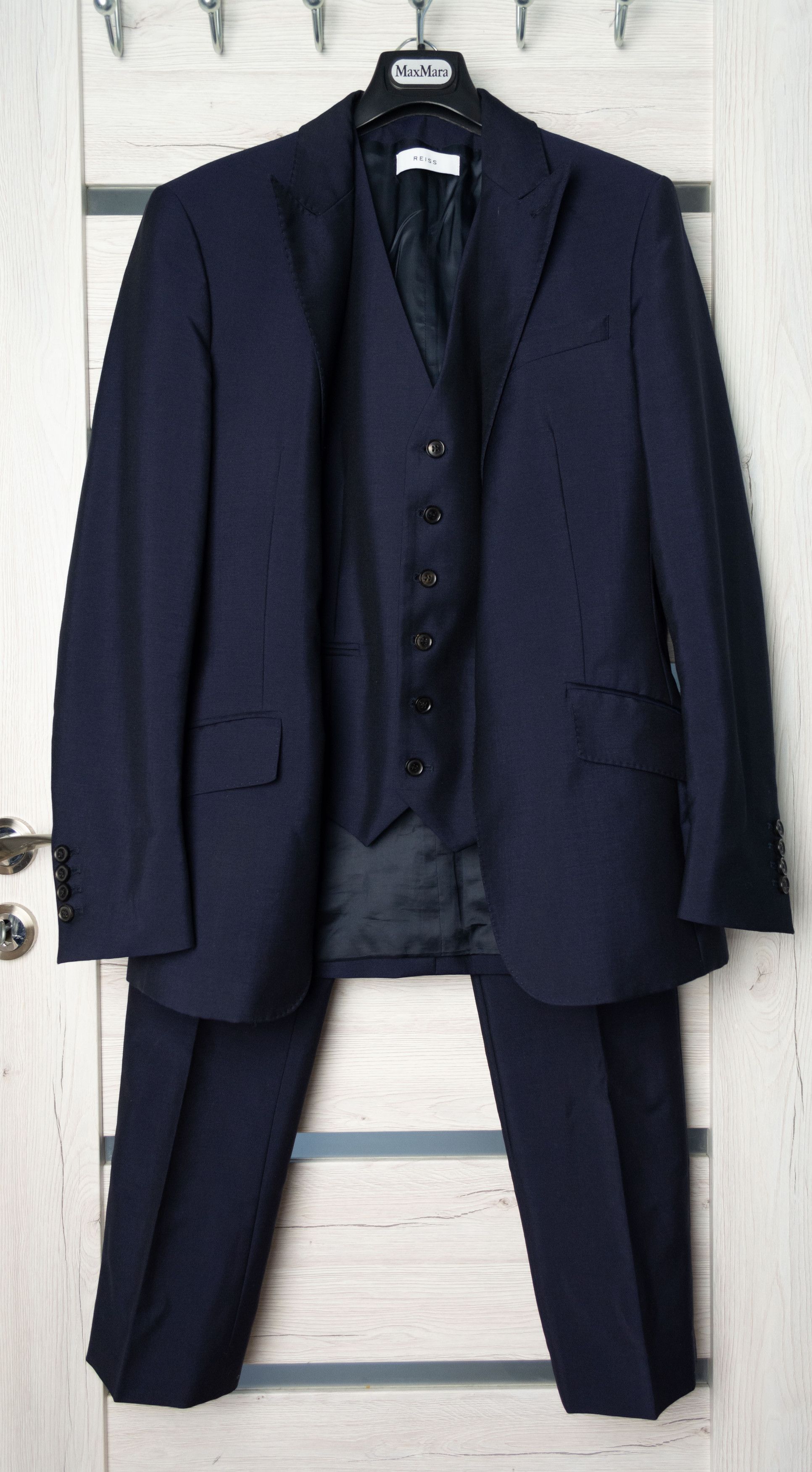 Reiss REISS navy suit wool moher Size 36R - 1 Thumbnail