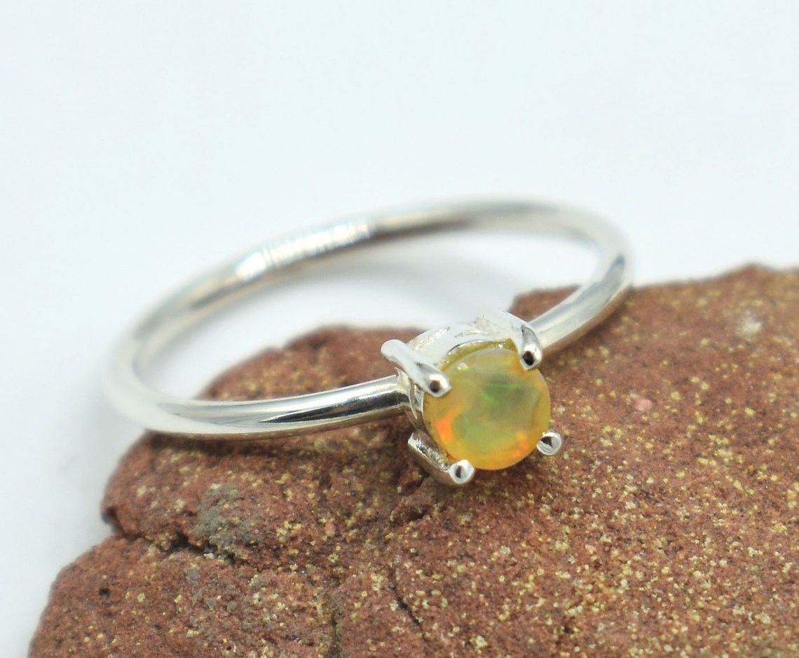 Handmade Ethiopian Opal Ring: October Birthstone, Sterling Silver Size ONE SIZE - 4 Thumbnail