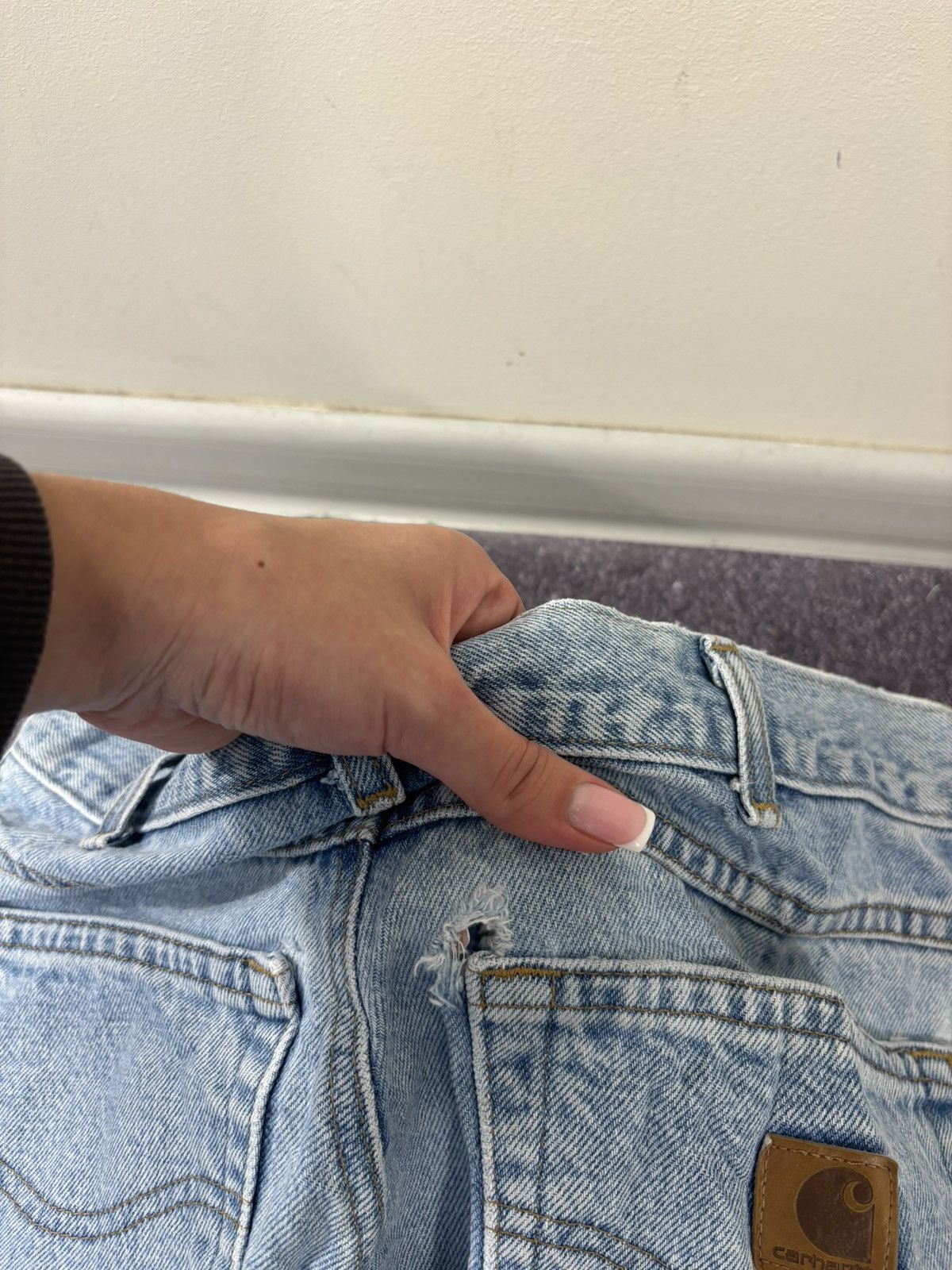 Carhartt Vintage Carhartt Y2K Light Blue Work Hype Heavy Denim Jeans Size US 32 / EU 48 - 8 Thumbnail