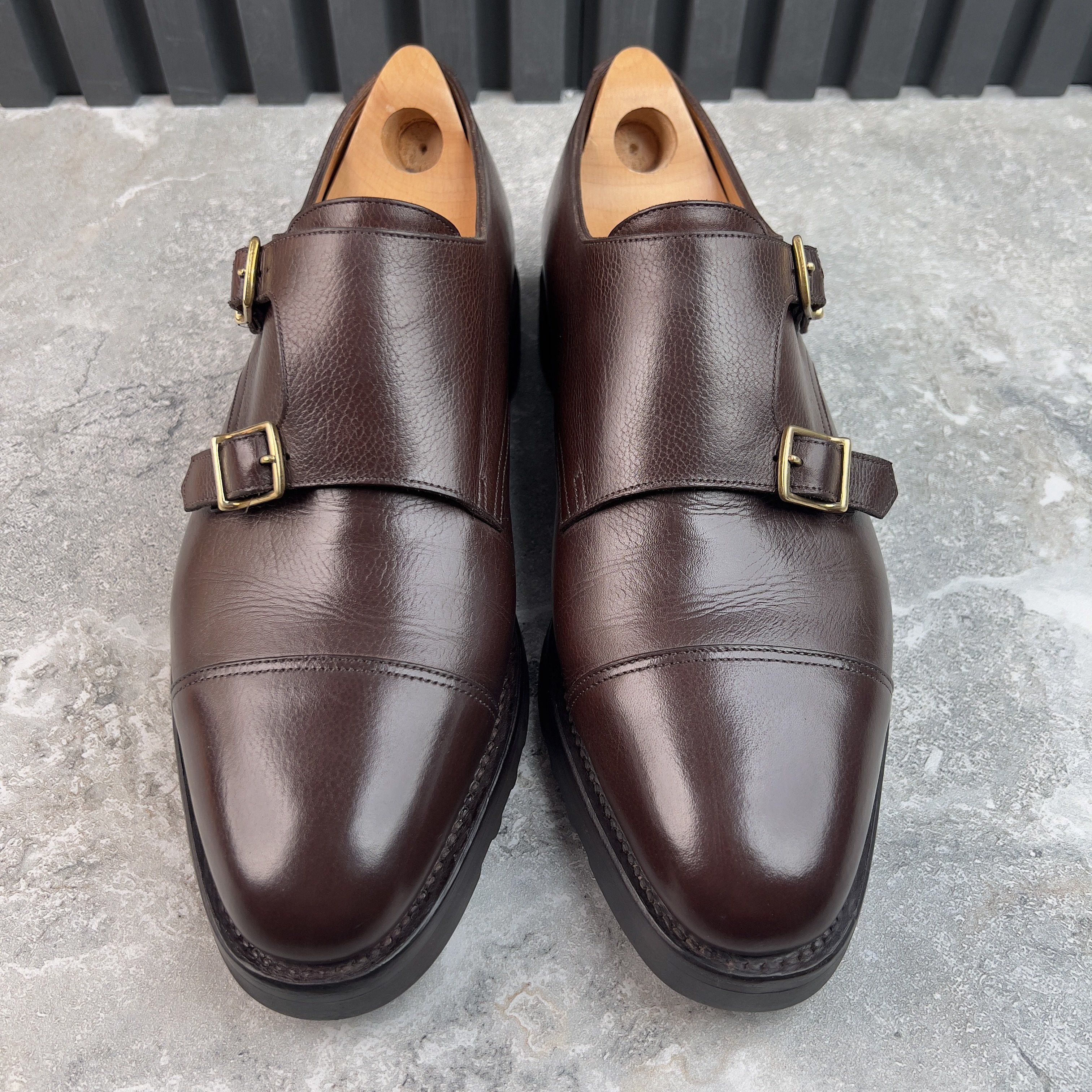 John Lobb William Derby Monk Double Strap Brown Leather Size US 9 / EU 42 - 2 Thumbnail