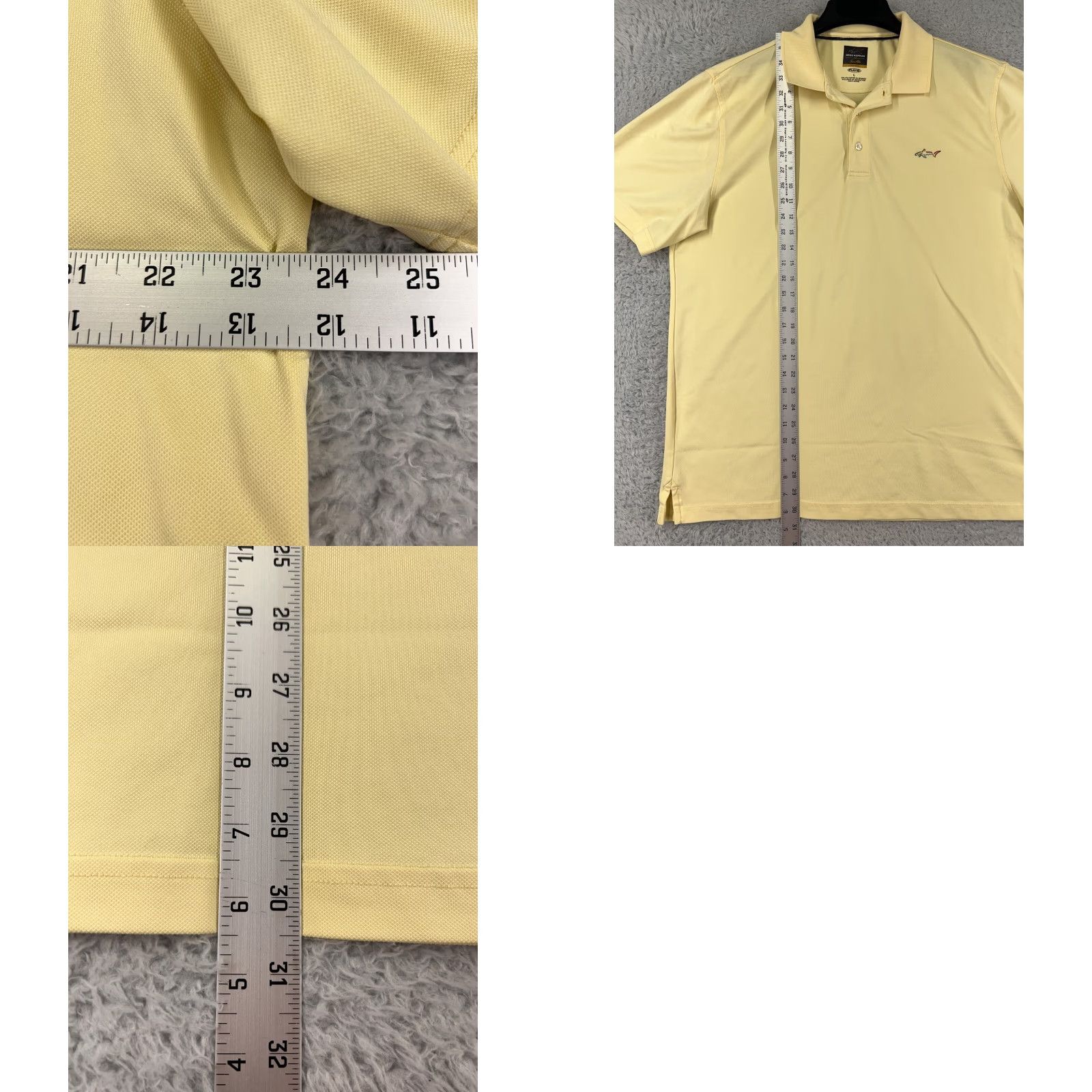 Vintage Greg Norman Polo Shirt Mens Large Yellow Golf Polyester Blend Five Iron Play Dry Shirt Size US L / EU 52-54 / 3 - 9 Thumbnail