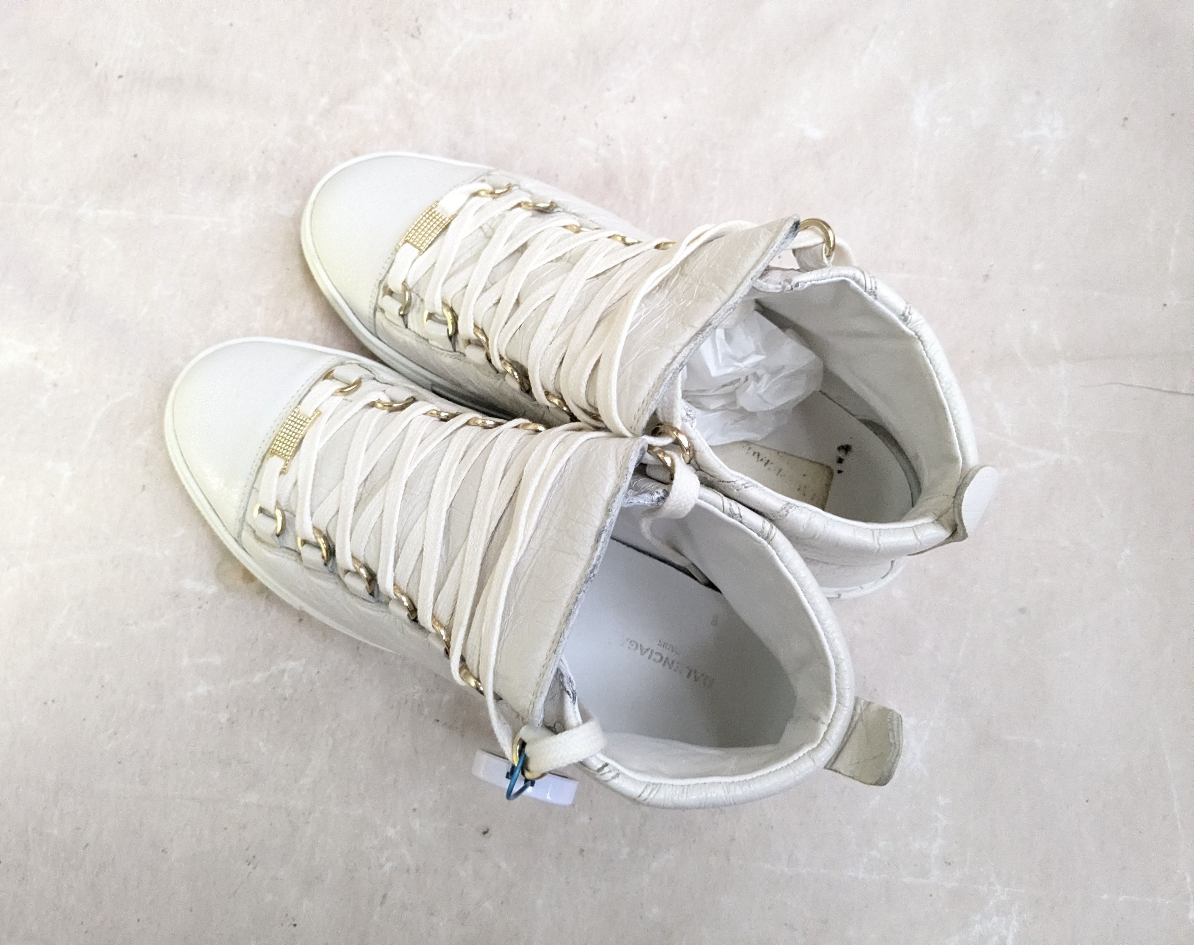 Balenciaga Balenciaga Arena White 7 Leather High Tops Lace Up Size US 7 / EU 40 - 14 Thumbnail