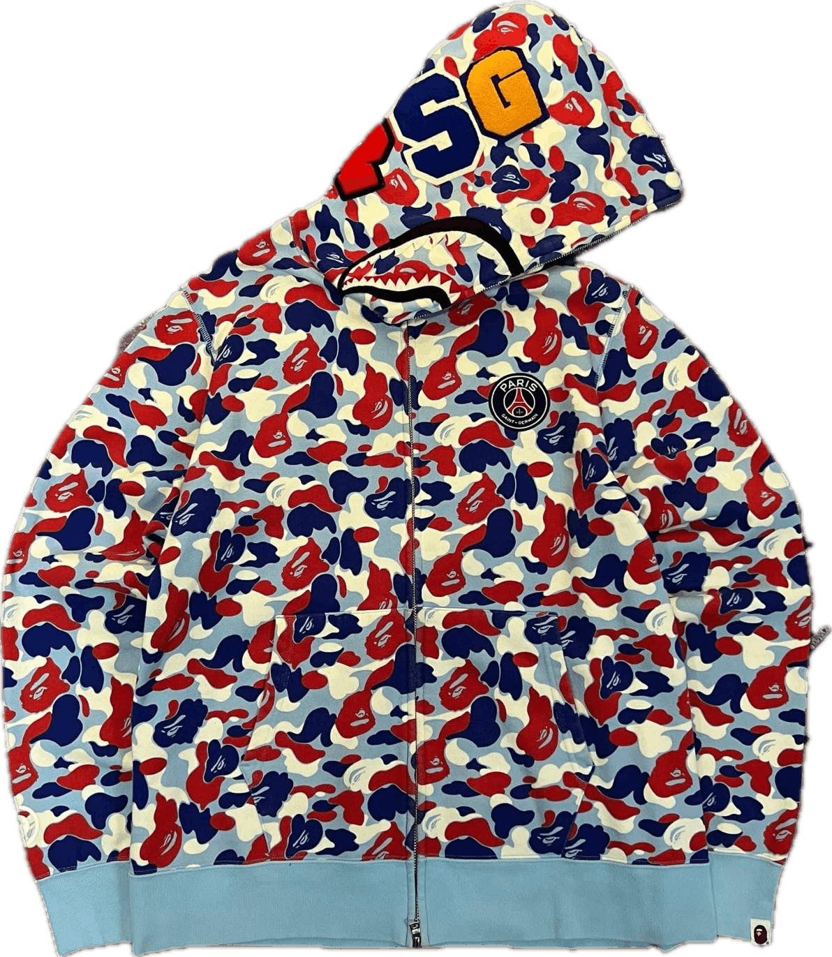 Bape x psg shark full zip hoodie hotsell