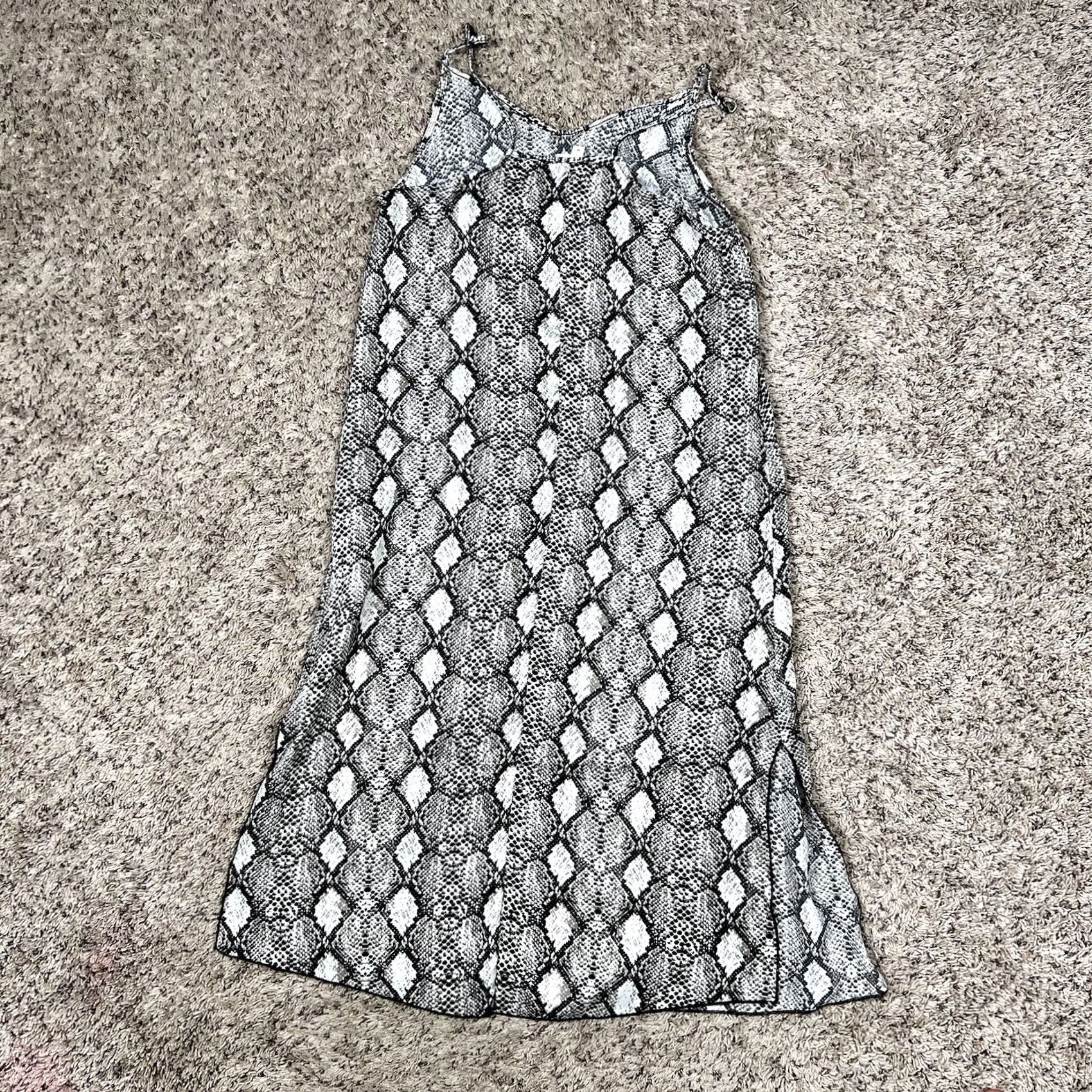 Vintage See You Monday Snake Animal Print Women Medium Flattering Fit Satin Slip Dress Size M / US 6-8 / IT 42-44 - 4 Thumbnail