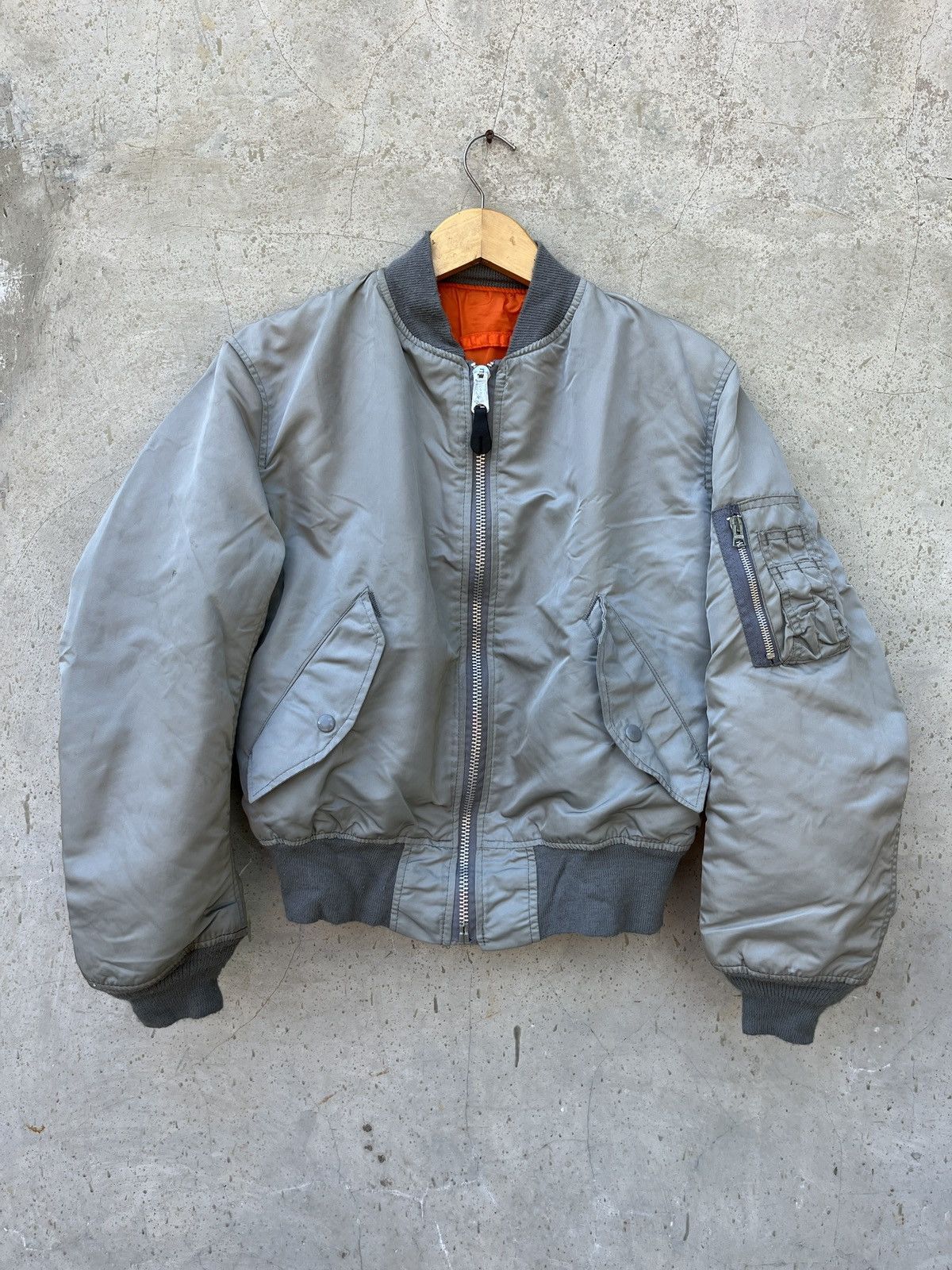 image of Vintage Alpha Industries Bomber Jacket Ma-1 in Grey, Men's (Size Small)