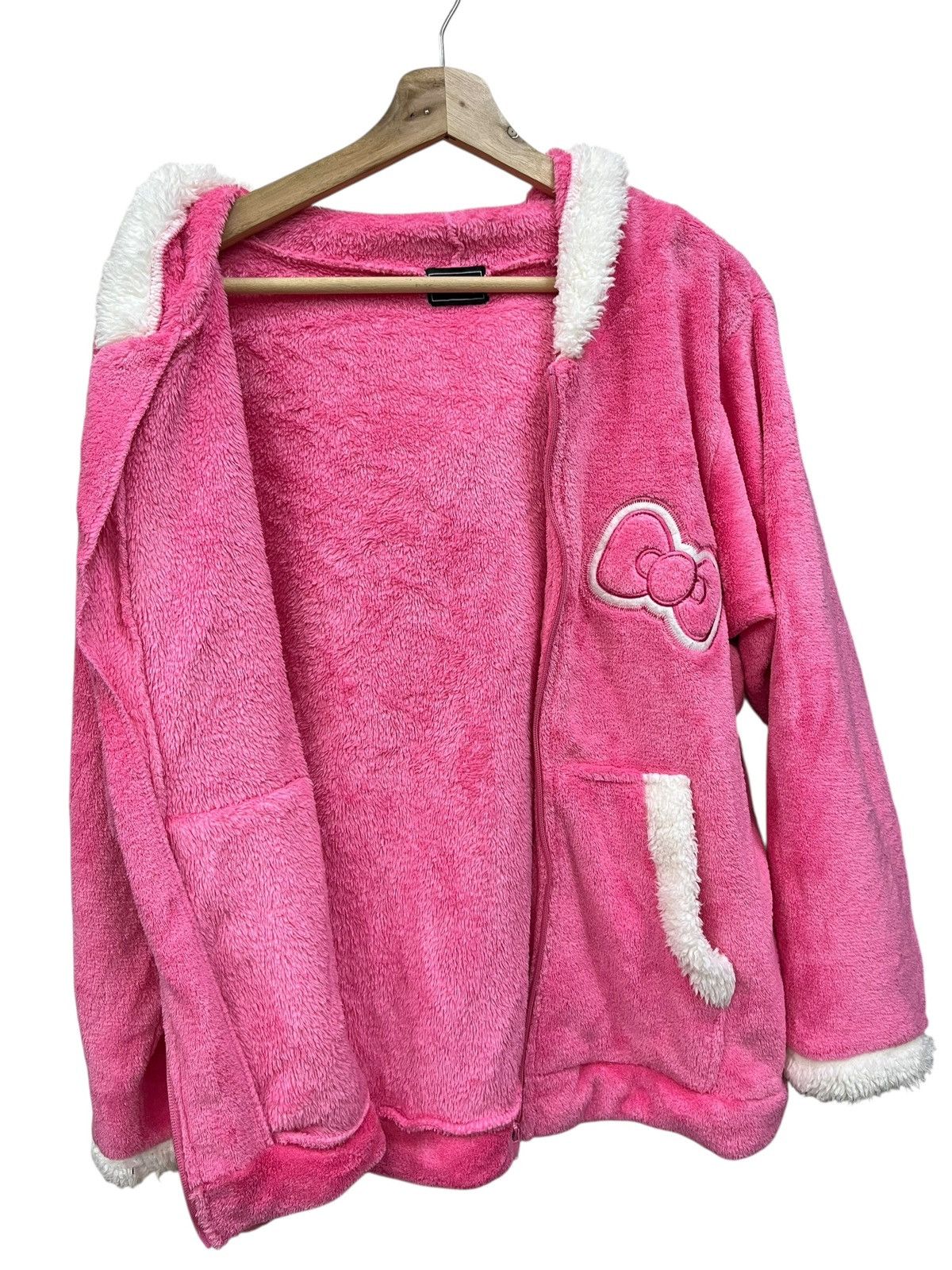 Anime 💖VINTAGE 2013 Sanrio Hello Kitty Pink Fluffy Fleece Hoodie Size M / US 6-8 / IT 42-44 - 4 Thumbnail