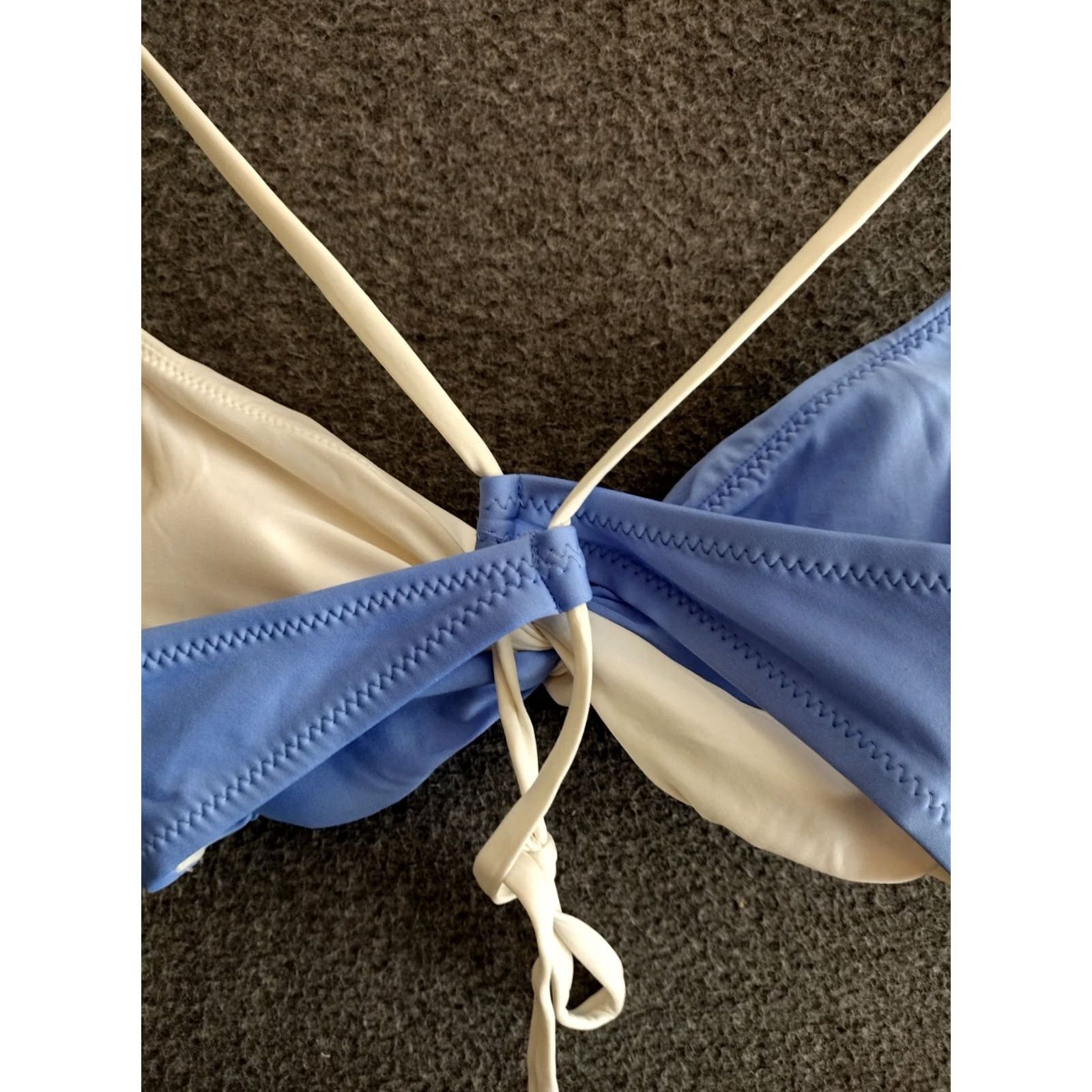 Vintage Shade & Shore Bikini Top Shirt Women L Blue White Strap Twist Padded 12-14 90s Angel theme Size L / US 10 / IT 46 - 6 Thumbnail