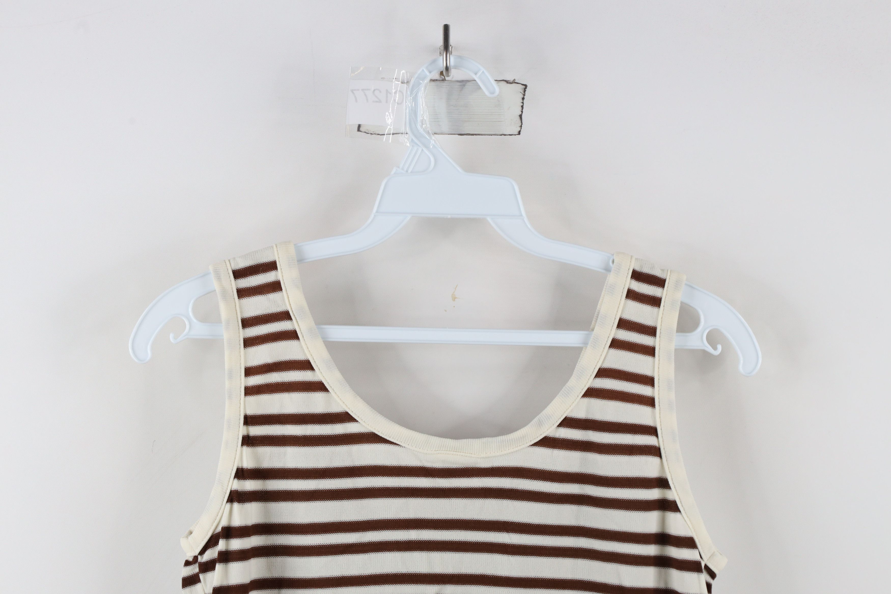 Vintage Vintage 70s Streetwear Knit Tank Top T-Shirt Brown White Size M / US 6-8 / IT 42-44 - 9 Thumbnail